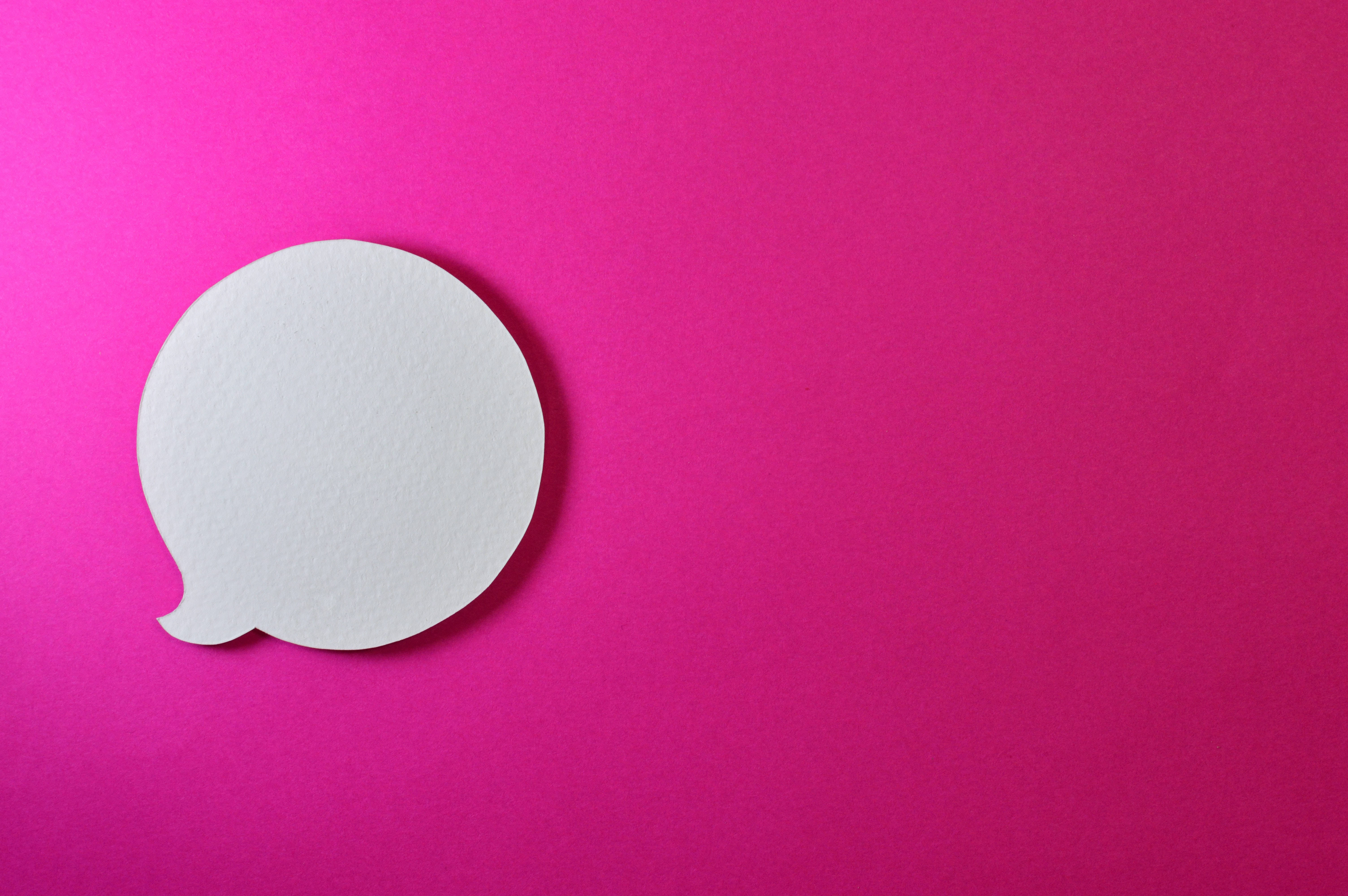 Blank, hot pink, white paper speech bubble, 5K Desktop Wallpaper