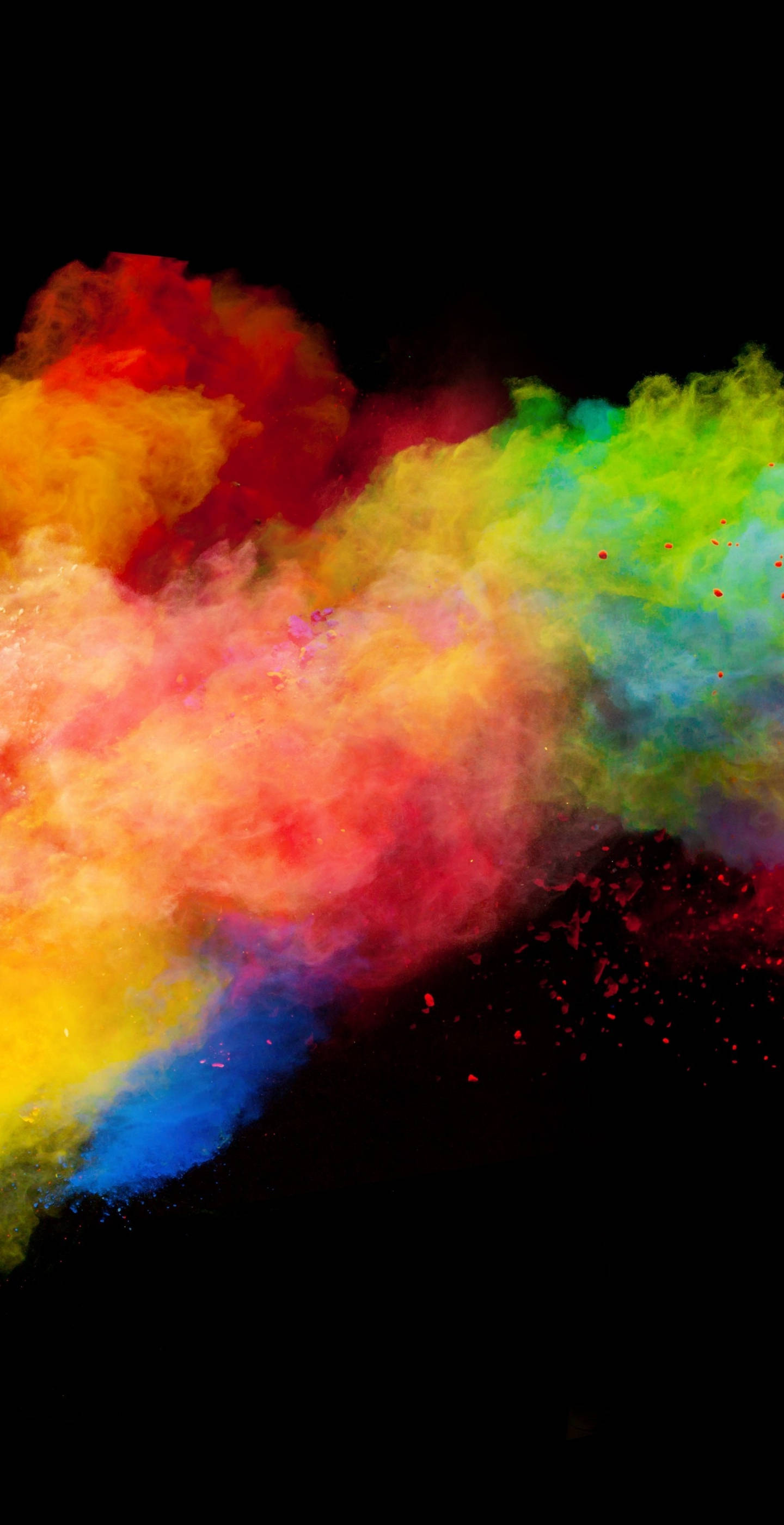 Supreme Blast Aesthetics, rainbow powder, black background, 2K Phone Wallpaper