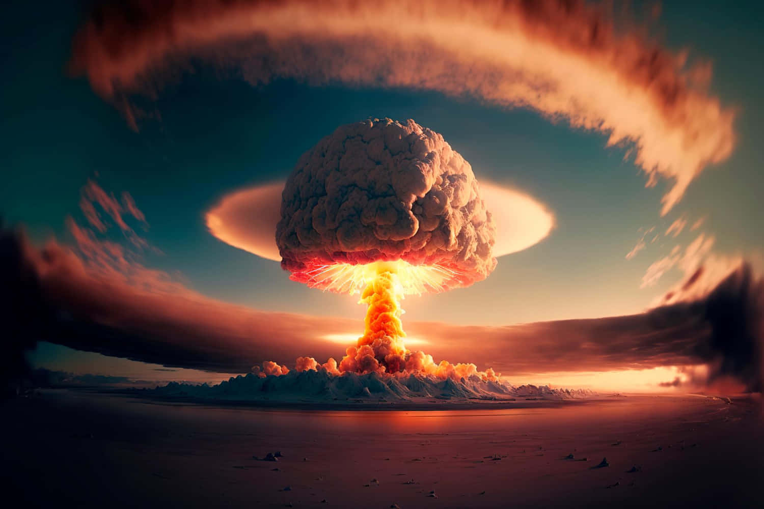 mushroom cloud, nuclear mushroom cloud, barren landscape, HD Desktop Wallpaper