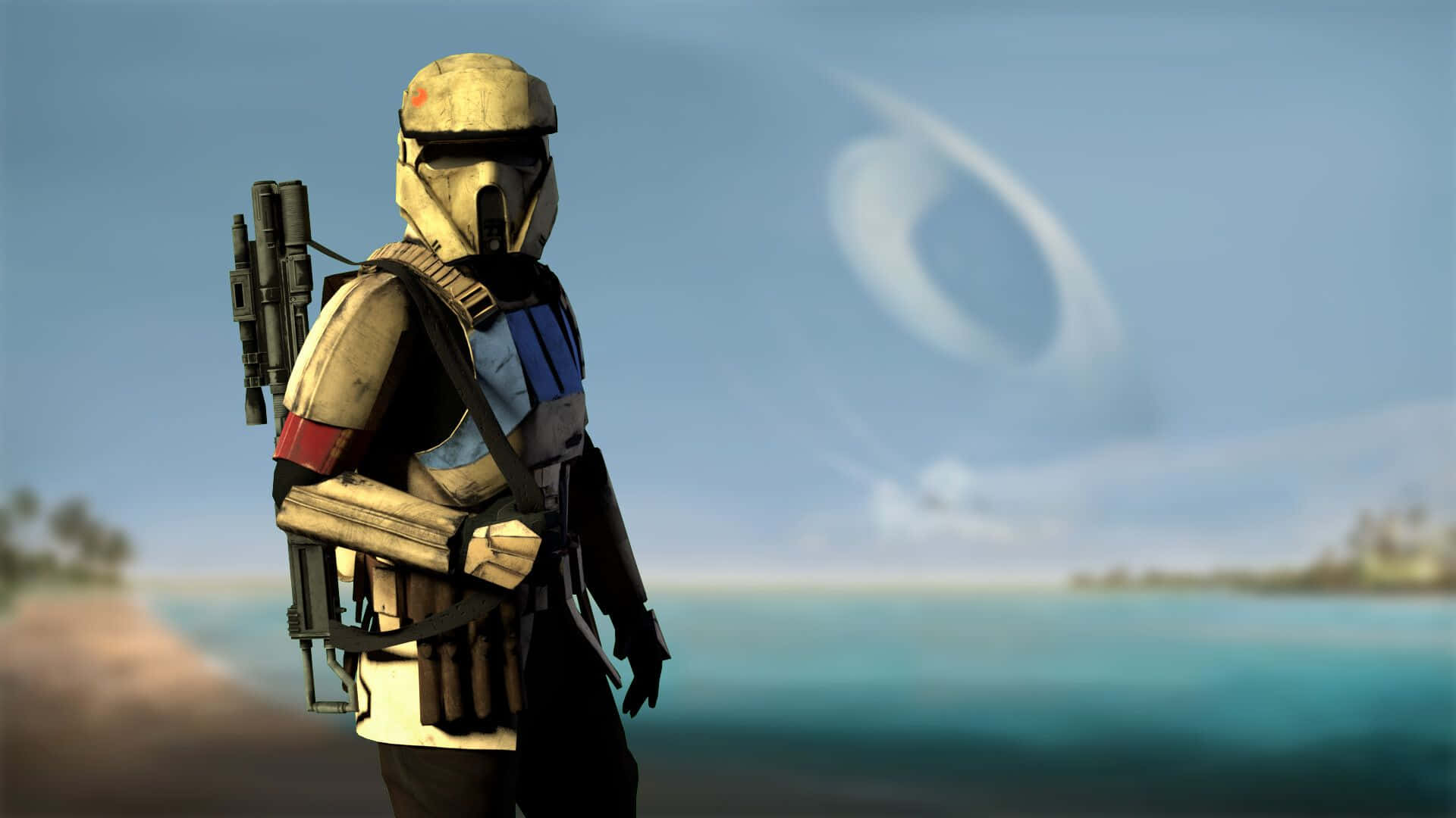 Blaster Rifles, clone trooper, beach, Full HD Desktop Wallpaper