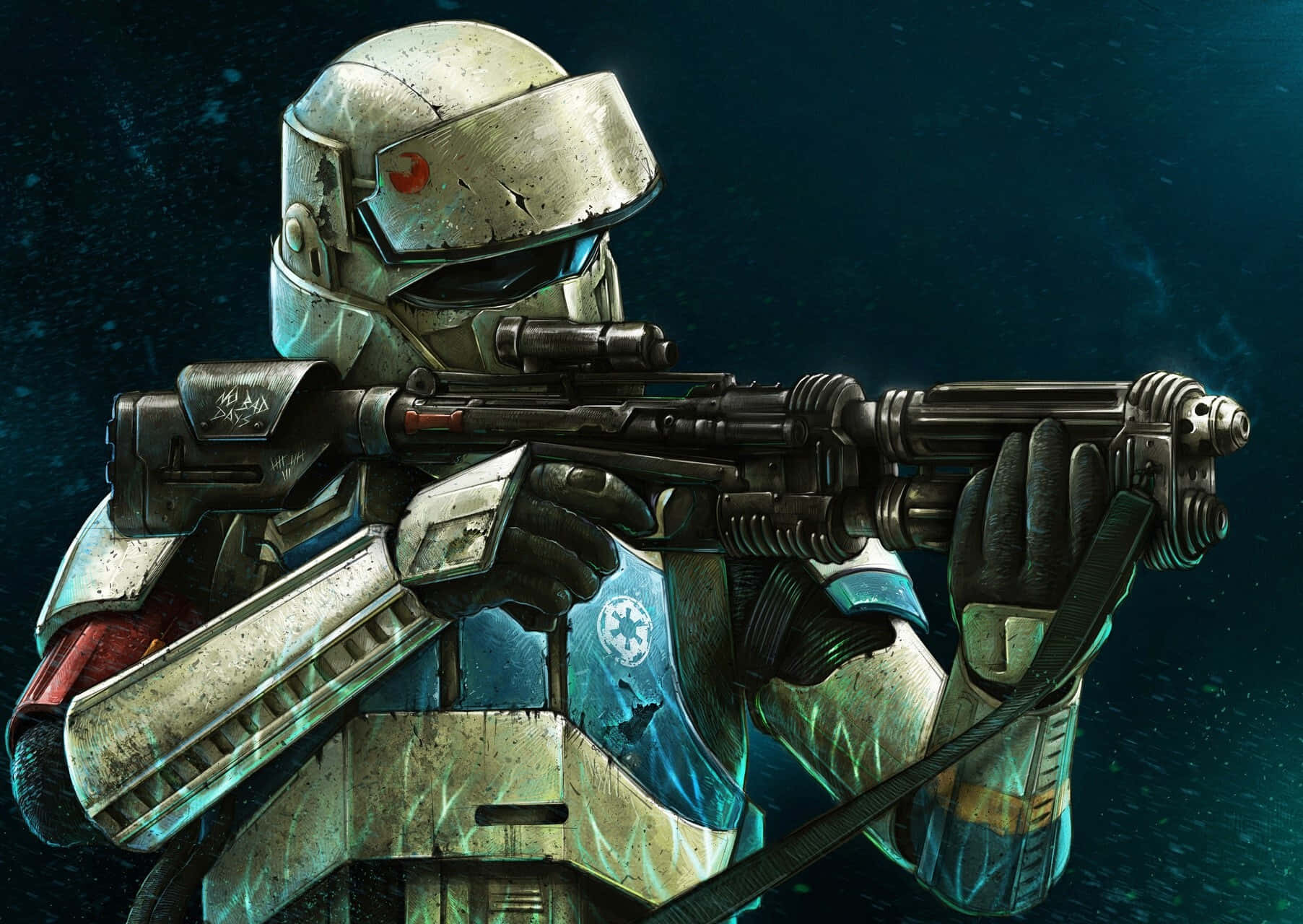 blaster rifle, clone trooper, weathered armor, HD Desktop Wallpaper