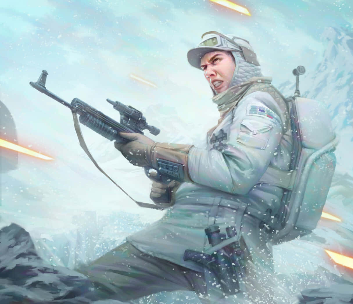 snowtrooper, white armor, blaster rifle, SD Desktop Wallpaper