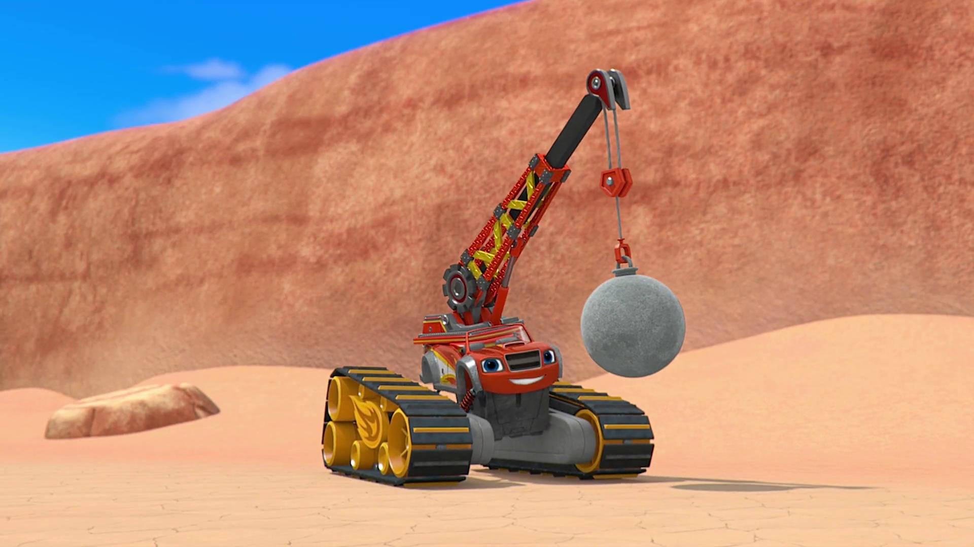 Blaze and the Monster Machines, crane, red animated construction vehicle, Full HD Desktop Wallpaper