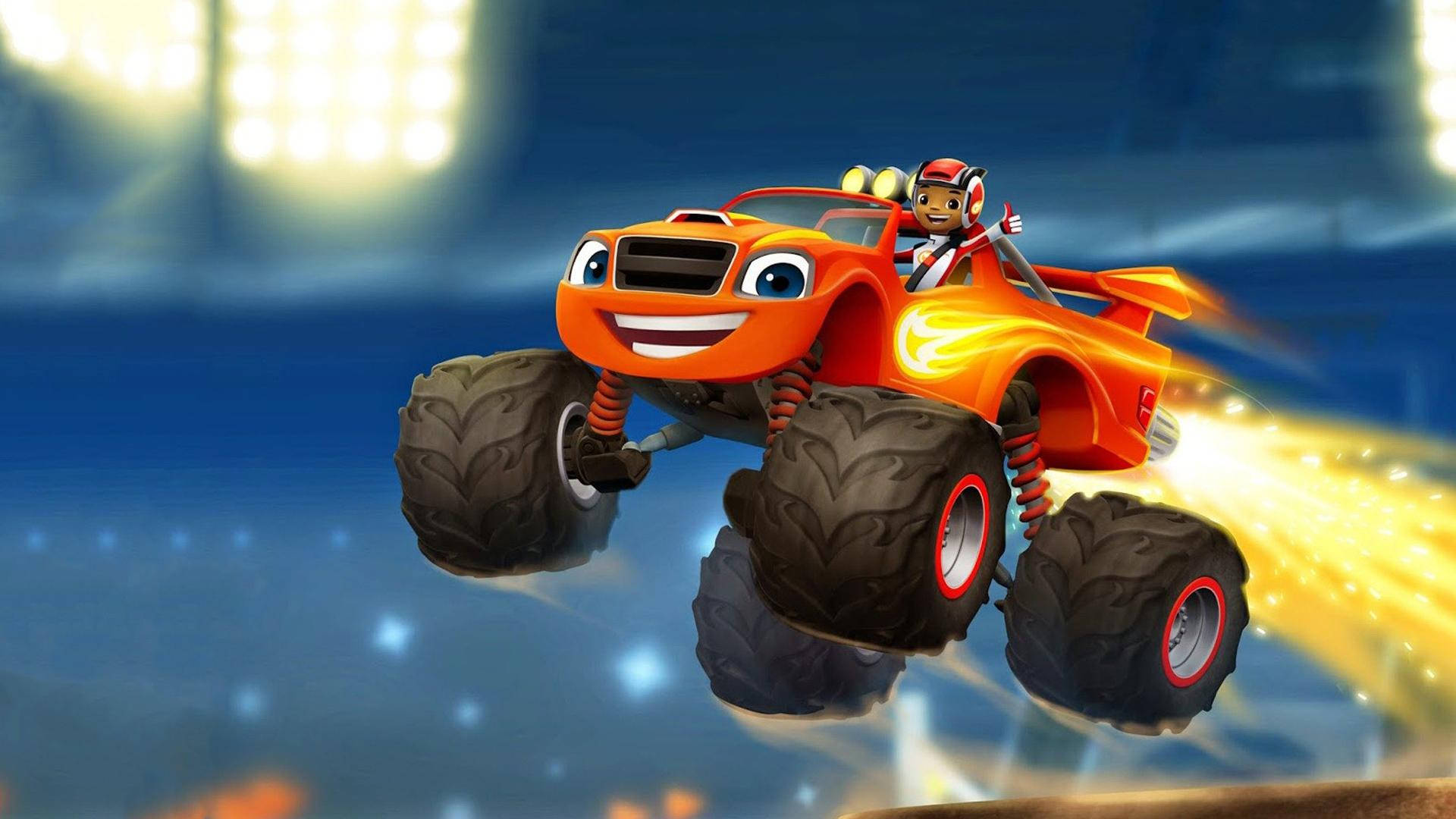 Blaze and the Monster Machines, speed, bright orange, Full HD Desktop Wallpaper