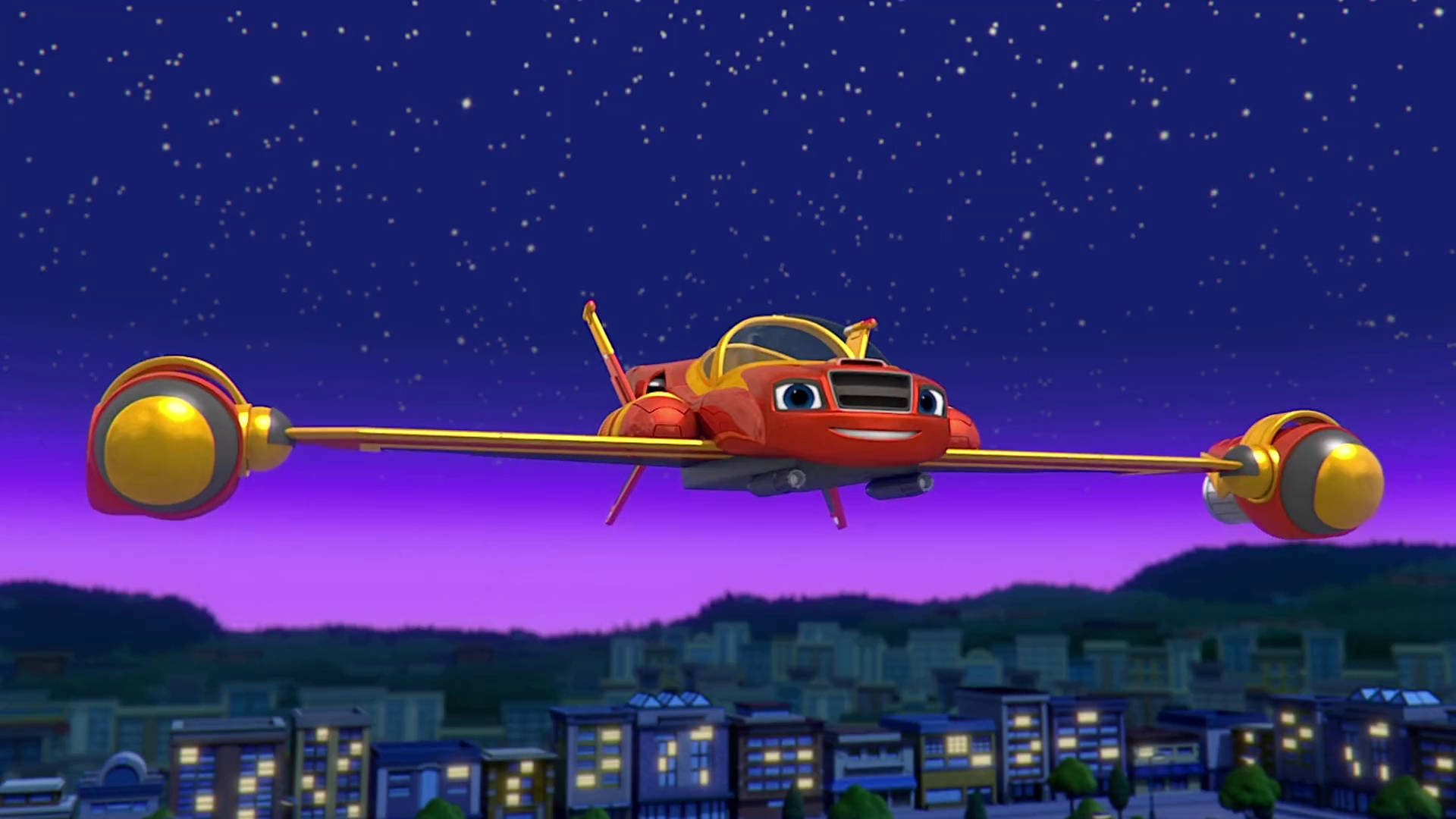 Blaze and the monster machines, spaceship, red animated airplane, Full HD Desktop Wallpaper