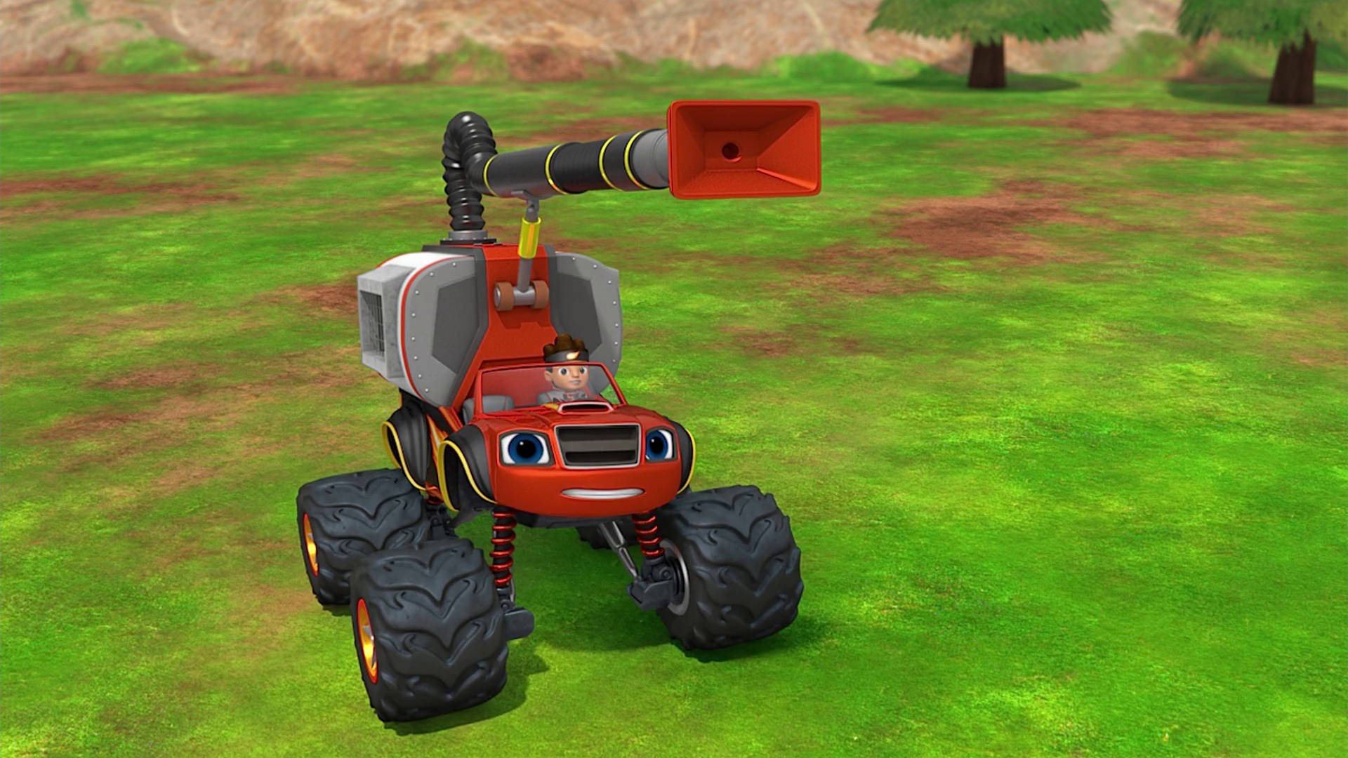 Blaze and the Monster Machines, red cartoon monster truck, big eyes, Full HD Desktop Wallpaper