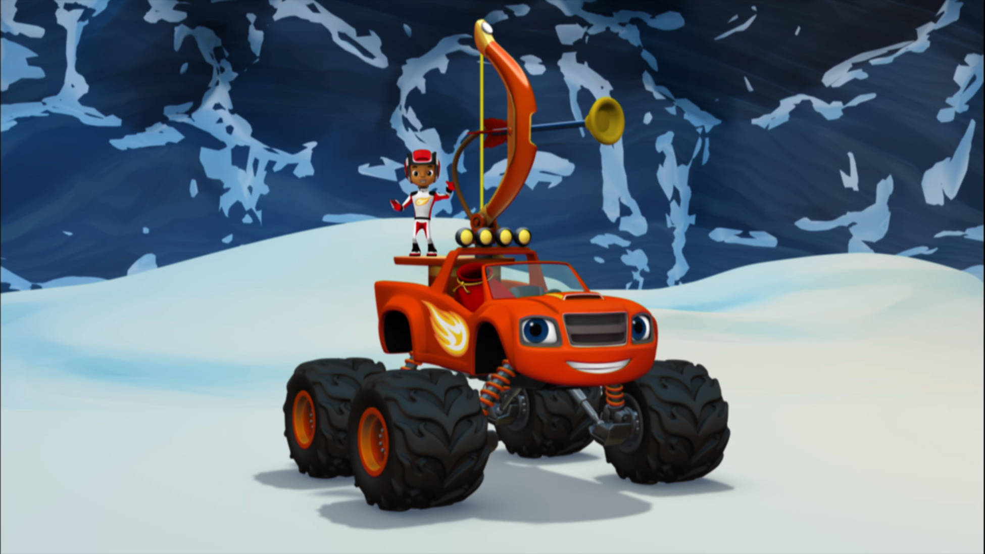 Blaze and the monster machines, orange monster truck, smiling face, Full HD Desktop Wallpaper