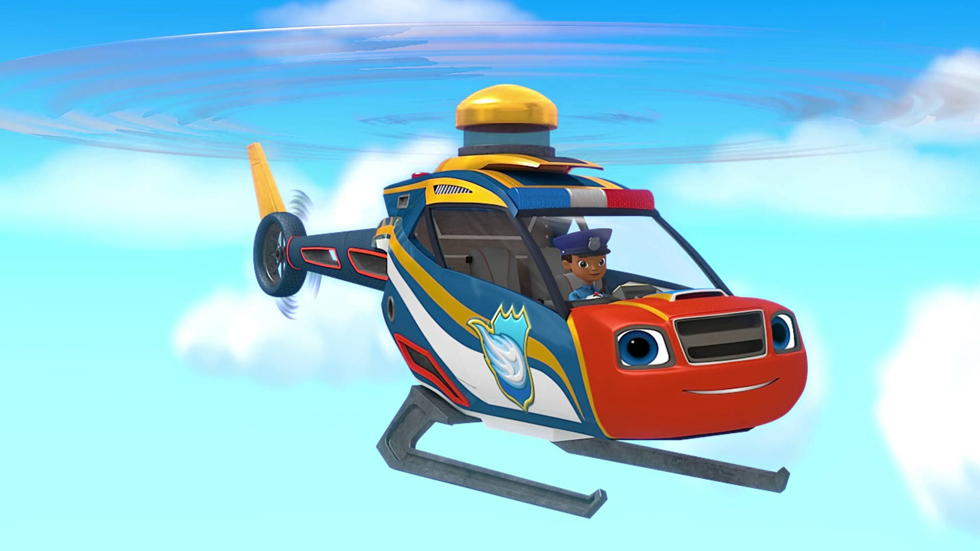 Blaze and the Monster Machines, helicopter, bright blue sky, Full HD Desktop Wallpaper