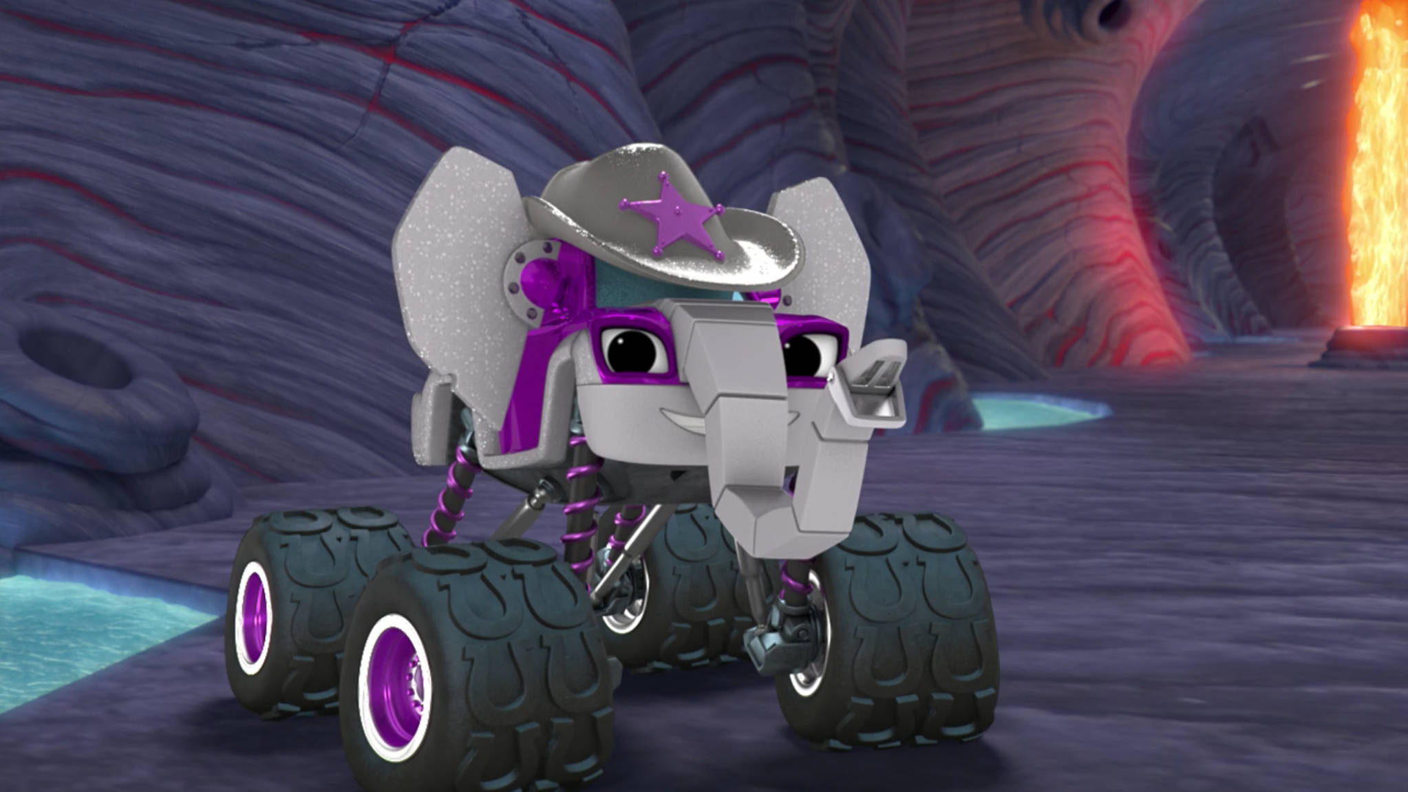 Blaze and the Monster Machines, elephant, silver and purple, Full HD Desktop Wallpaper