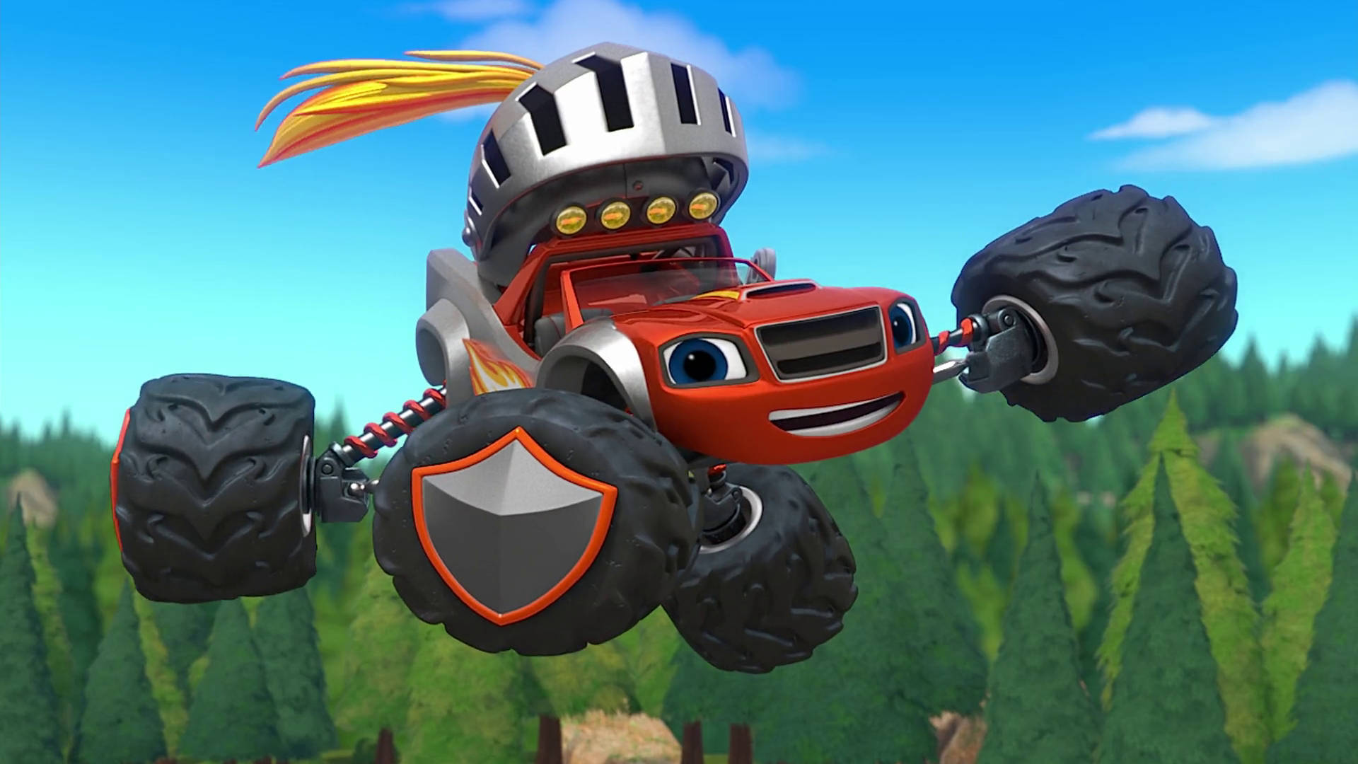 Blaze and the Monster Machines, knight helmet, shield, Full HD Desktop Wallpaper