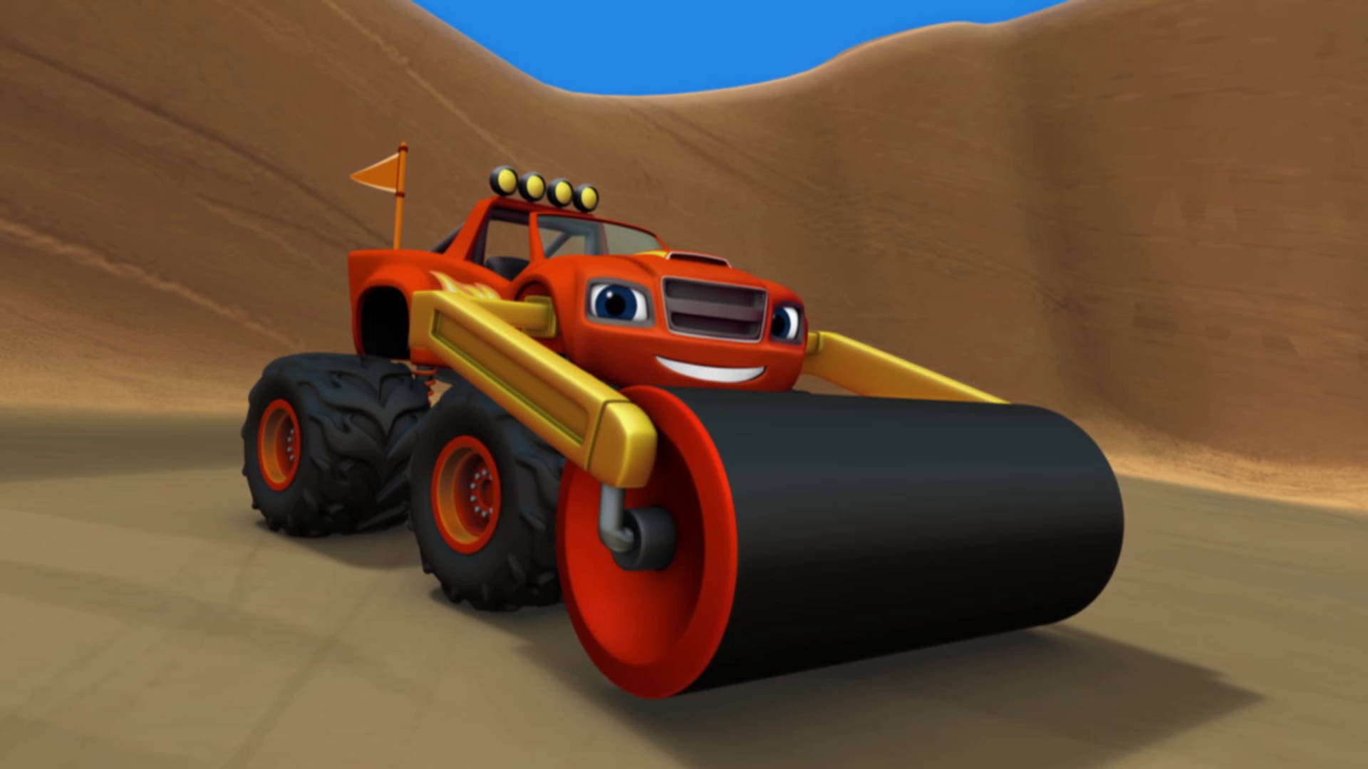 Blaze and the monster machines, roller, orange, Full HD Desktop Wallpaper