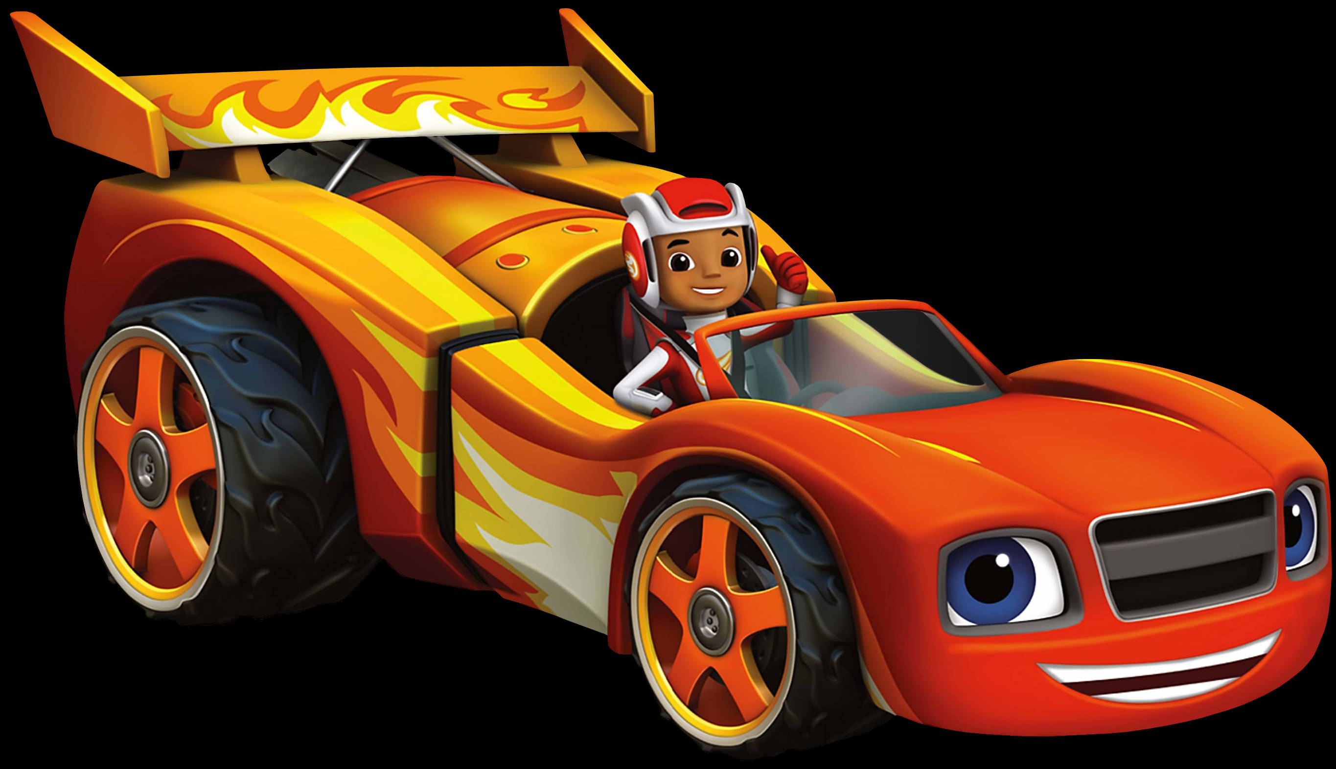 Blaze and the Monster Machines, flame decals, smiling driver, 2K Desktop Wallpaper