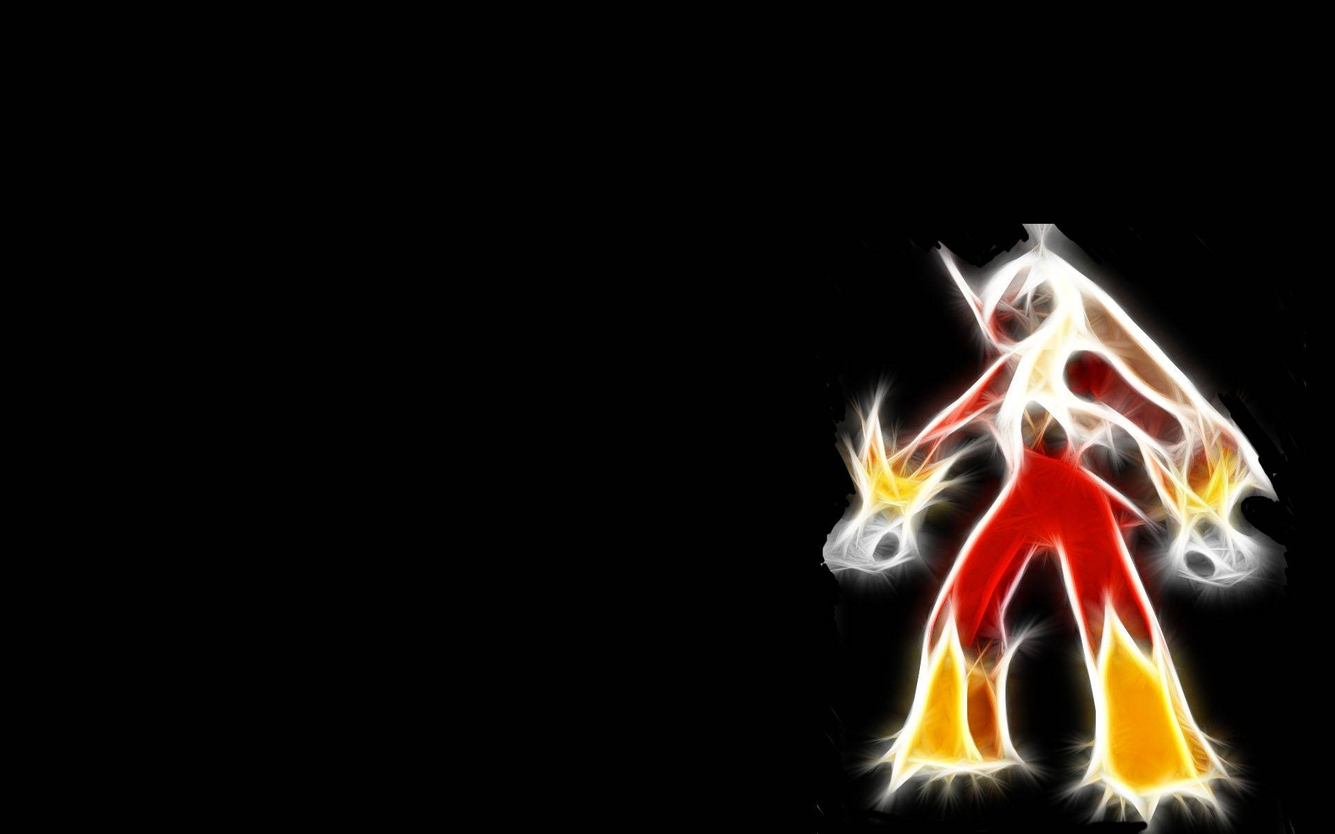 Blaziken, fiery humanoid figure, white and orange energy trails, Full HD Desktop Wallpaper