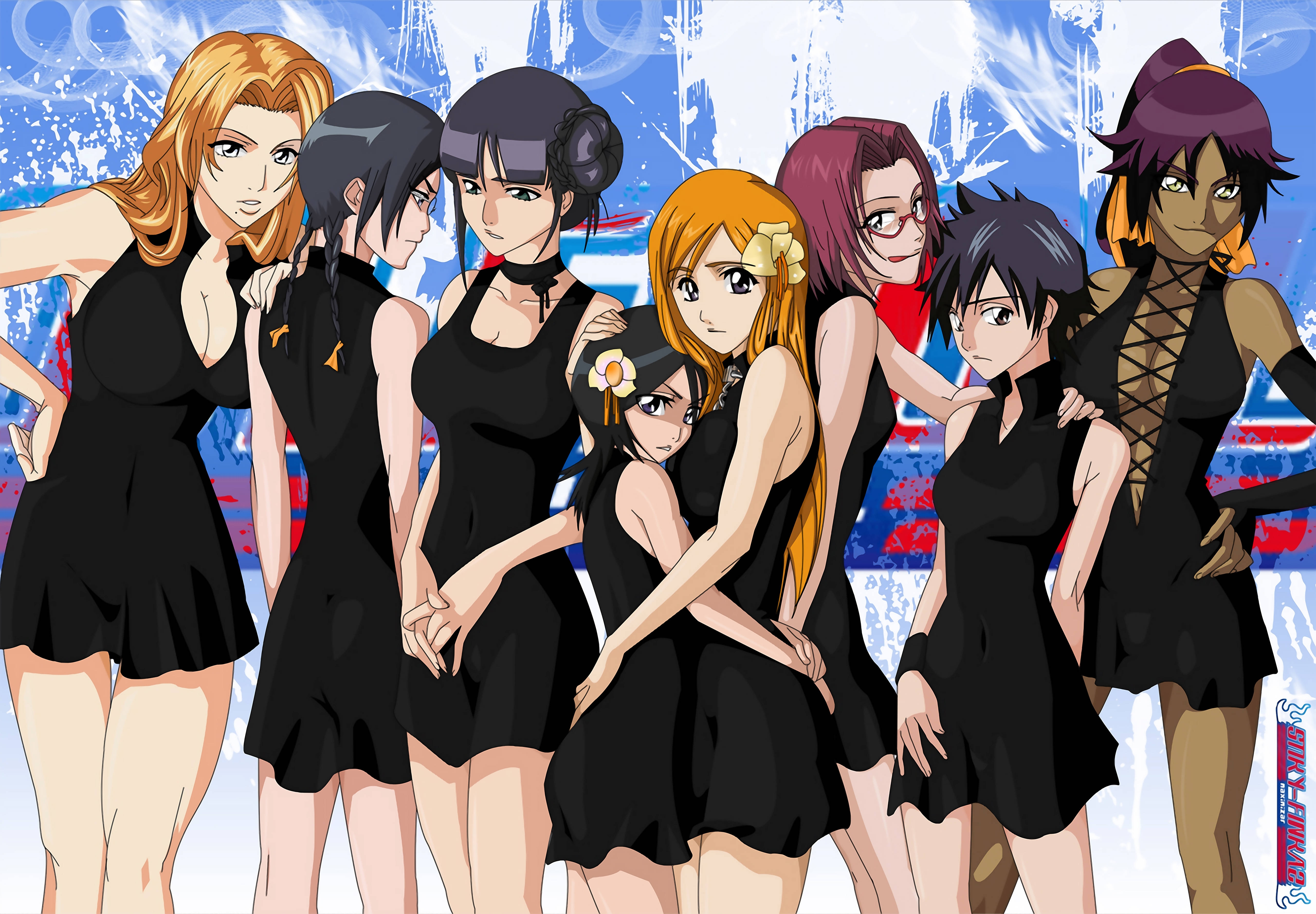 Bleach, girl characters, black dresses, 5K Desktop Wallpaper