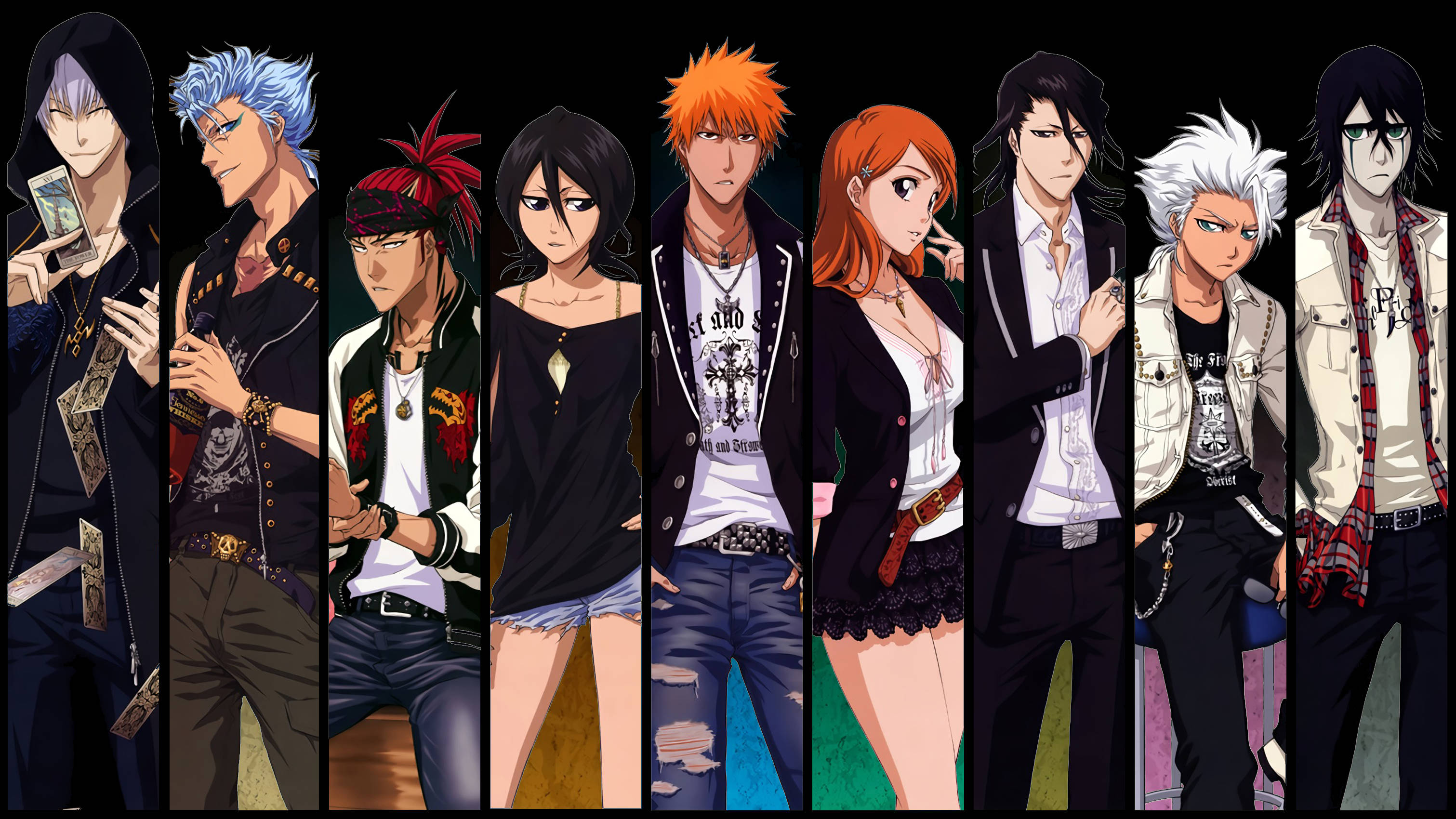 Bleach Anime, anime characters, distinct hair colors, 2K Desktop Wallpaper
