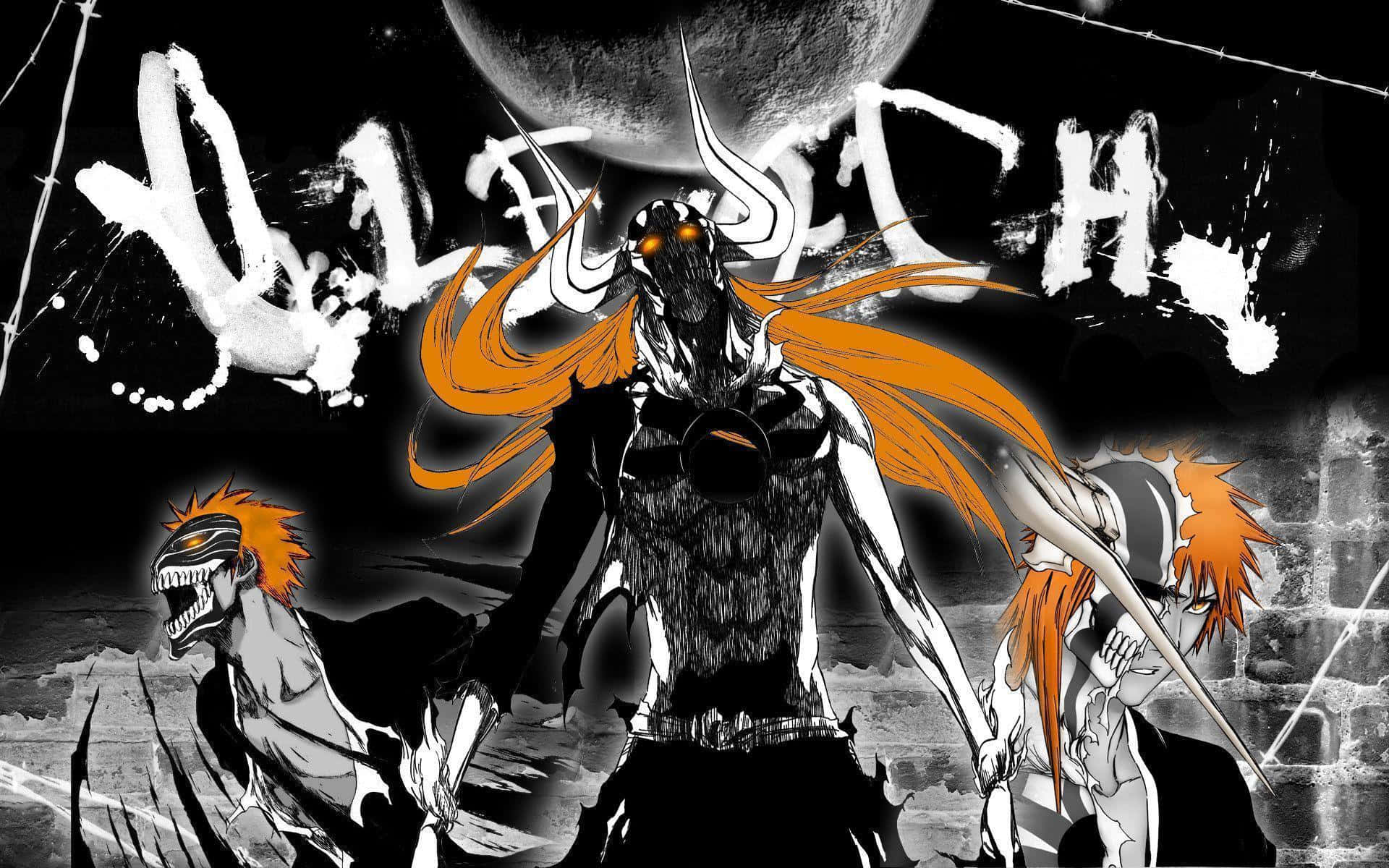 Bleach Hollow, orange hair, large moon, Full HD Desktop Wallpaper