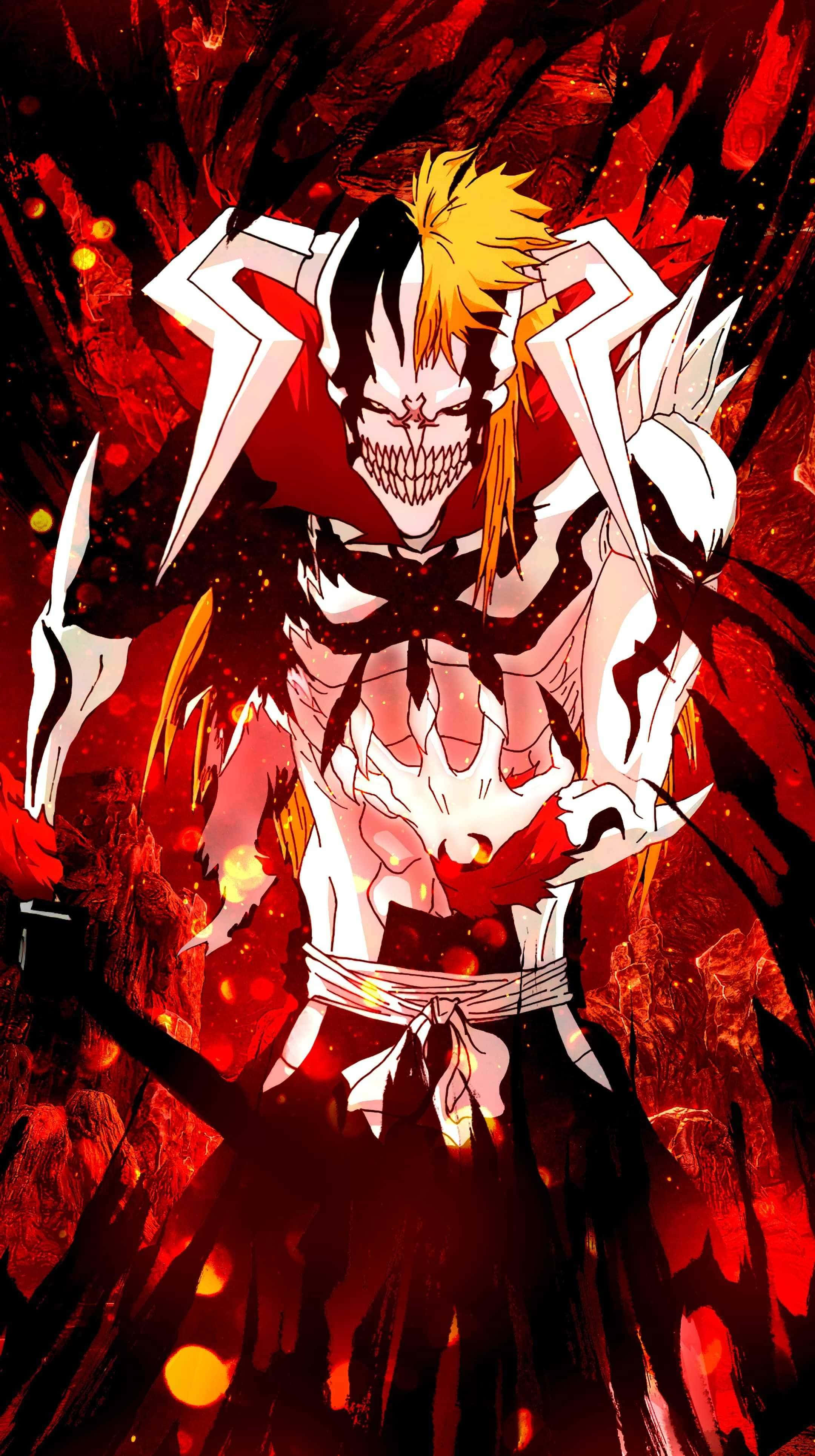 Bleach Hollow, skull face, spiky yellow hair, 4K Phone Wallpaper