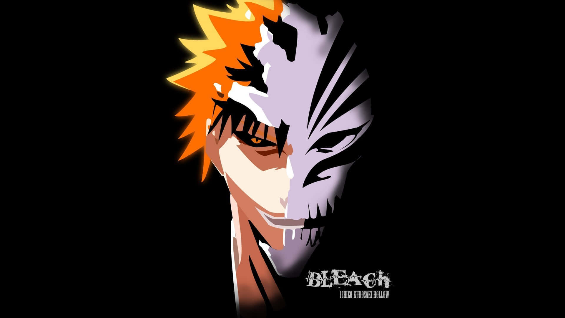Bleach Hollow, orange hair, split face, Full HD Desktop Wallpaper