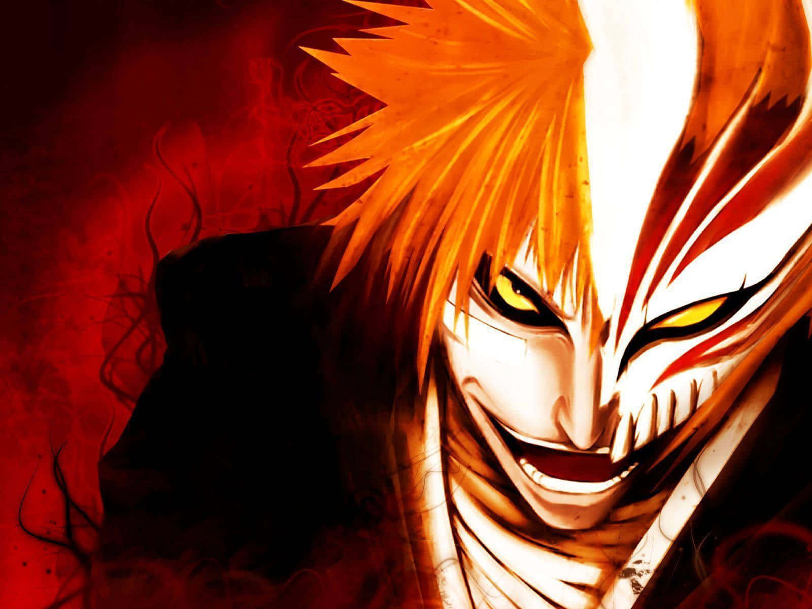 Bleach Hollow, spiky orange hair, white mask, HD Desktop Wallpaper