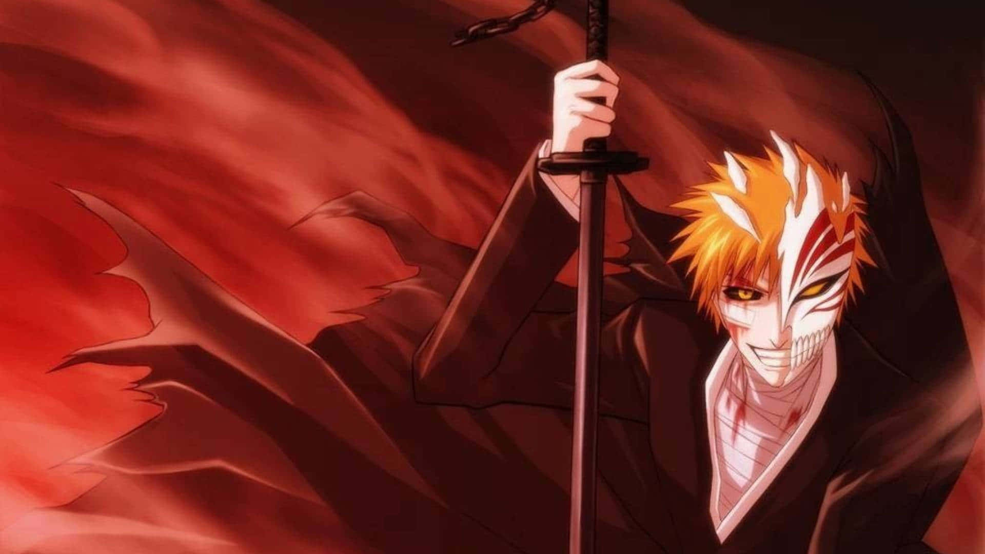 Bleach Hollow, orange hair, white mask, Full HD Desktop Wallpaper