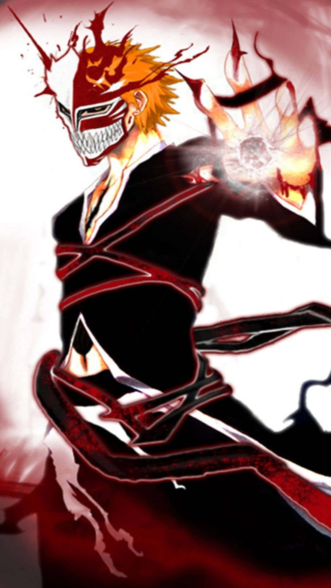 Bleach Hollow, orange hair, white mask, Full HD Phone Wallpaper
