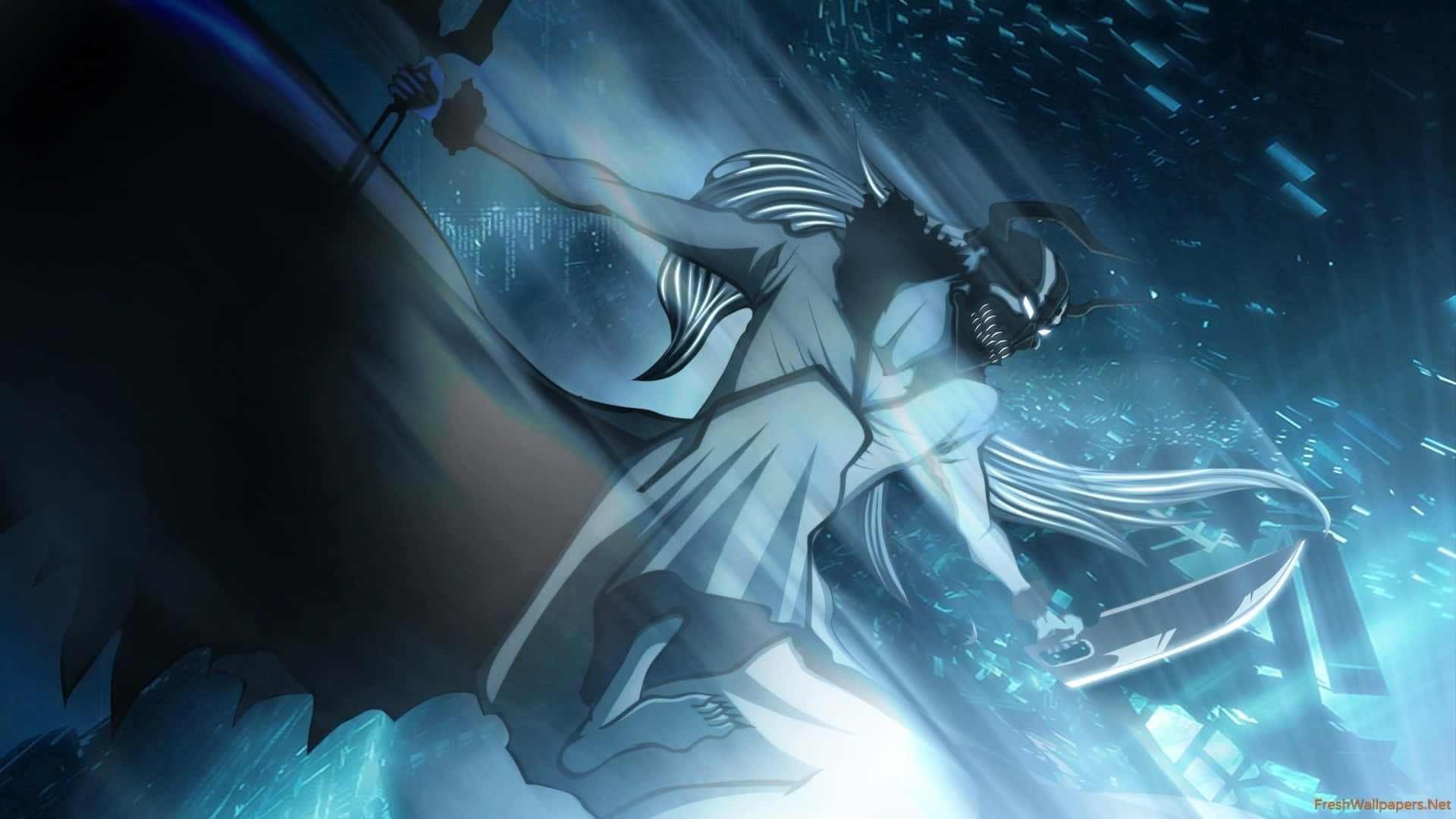Bleach Hollow, long white hair, mask, Full HD Desktop Wallpaper