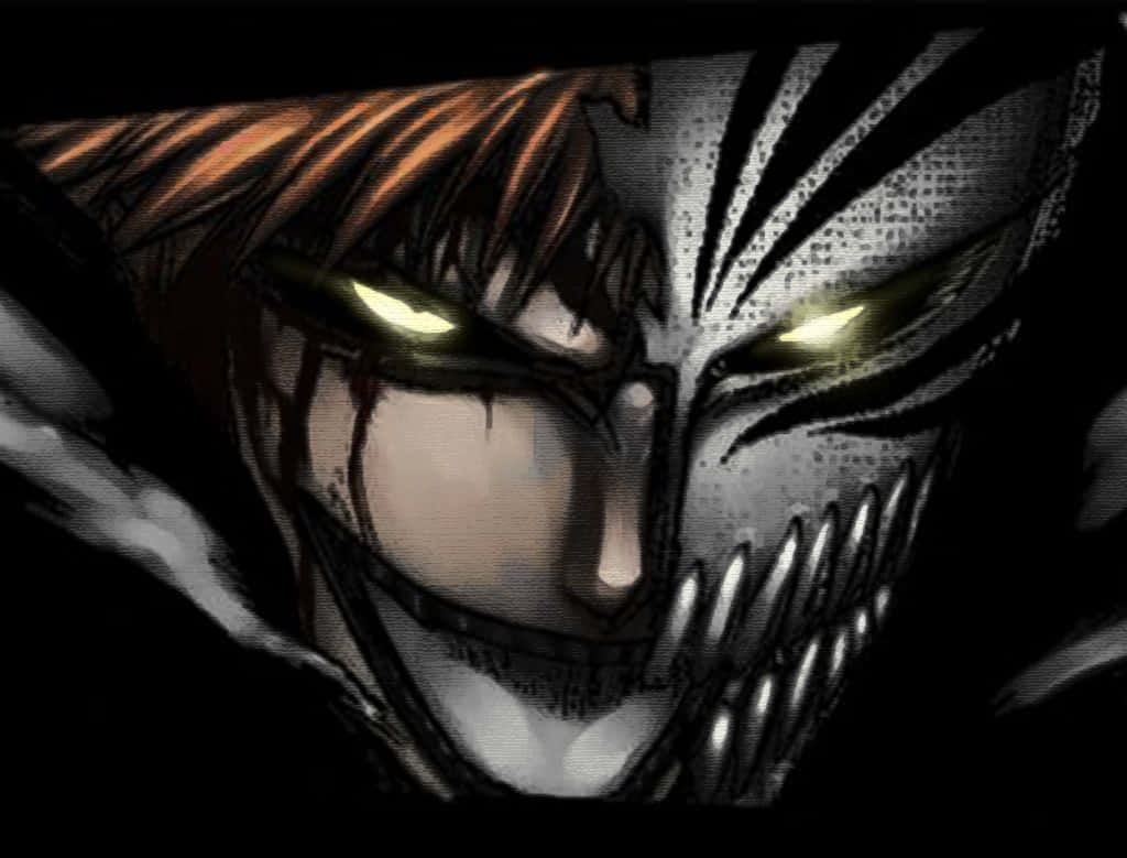 Bleach Hollow, glowing yellow eyes, jagged mask, SD Desktop Wallpaper