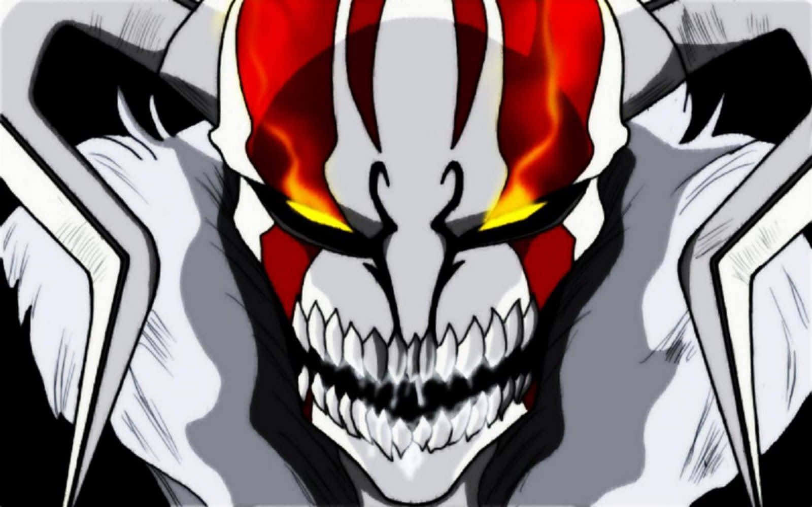 Bleach Hollow, white skull mask, glowing red eyes, HD Desktop Wallpaper