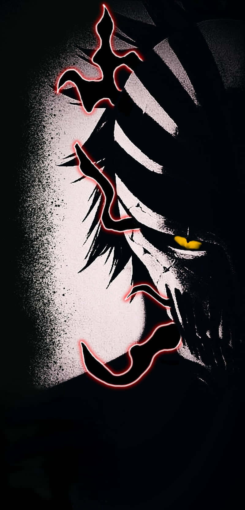 Bleach Hollow, glowing yellow eyes, red neon outlines, HD Phone Wallpaper