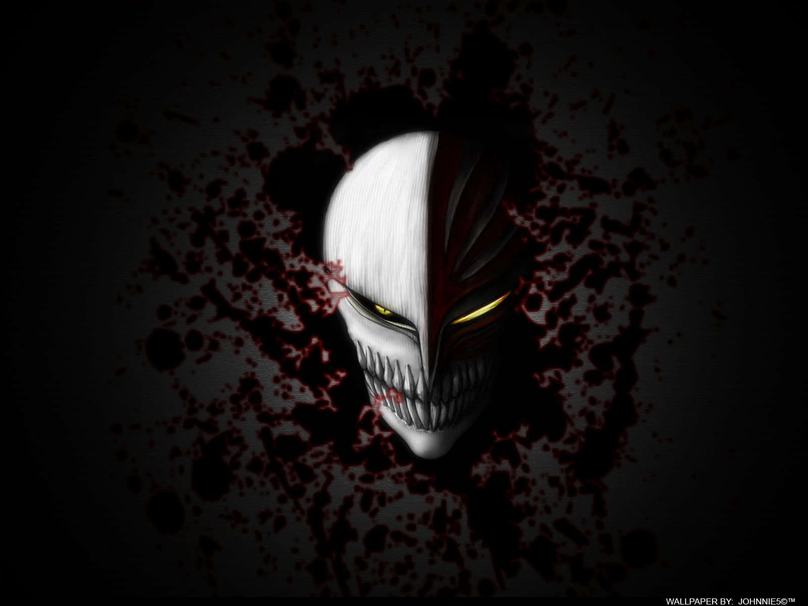 Bleach Hollow, white skull, blood splatters, HD Desktop Wallpaper
