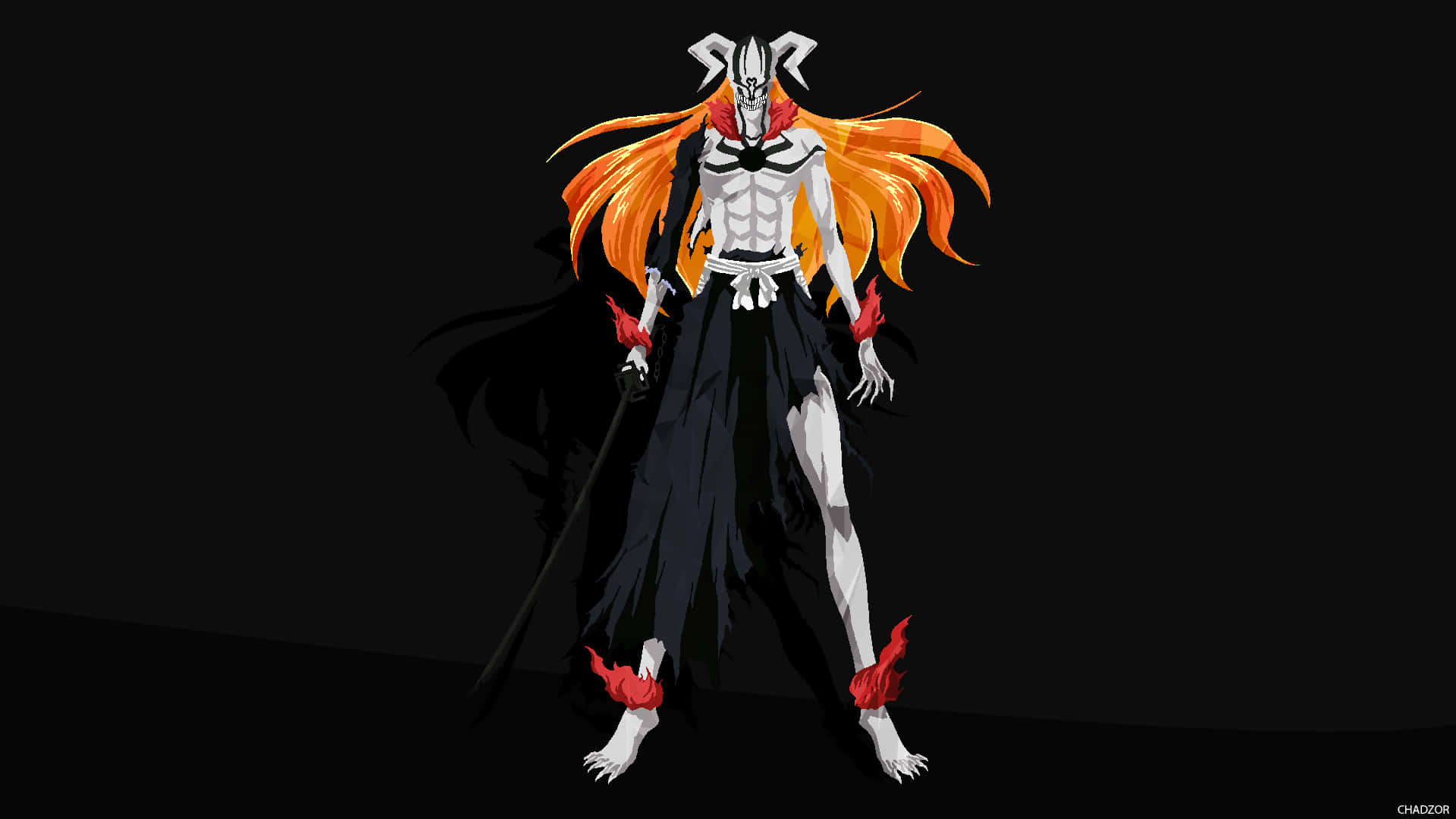 Bleach Hollow, orange hair, white skeletal armor, Full HD Desktop Wallpaper
