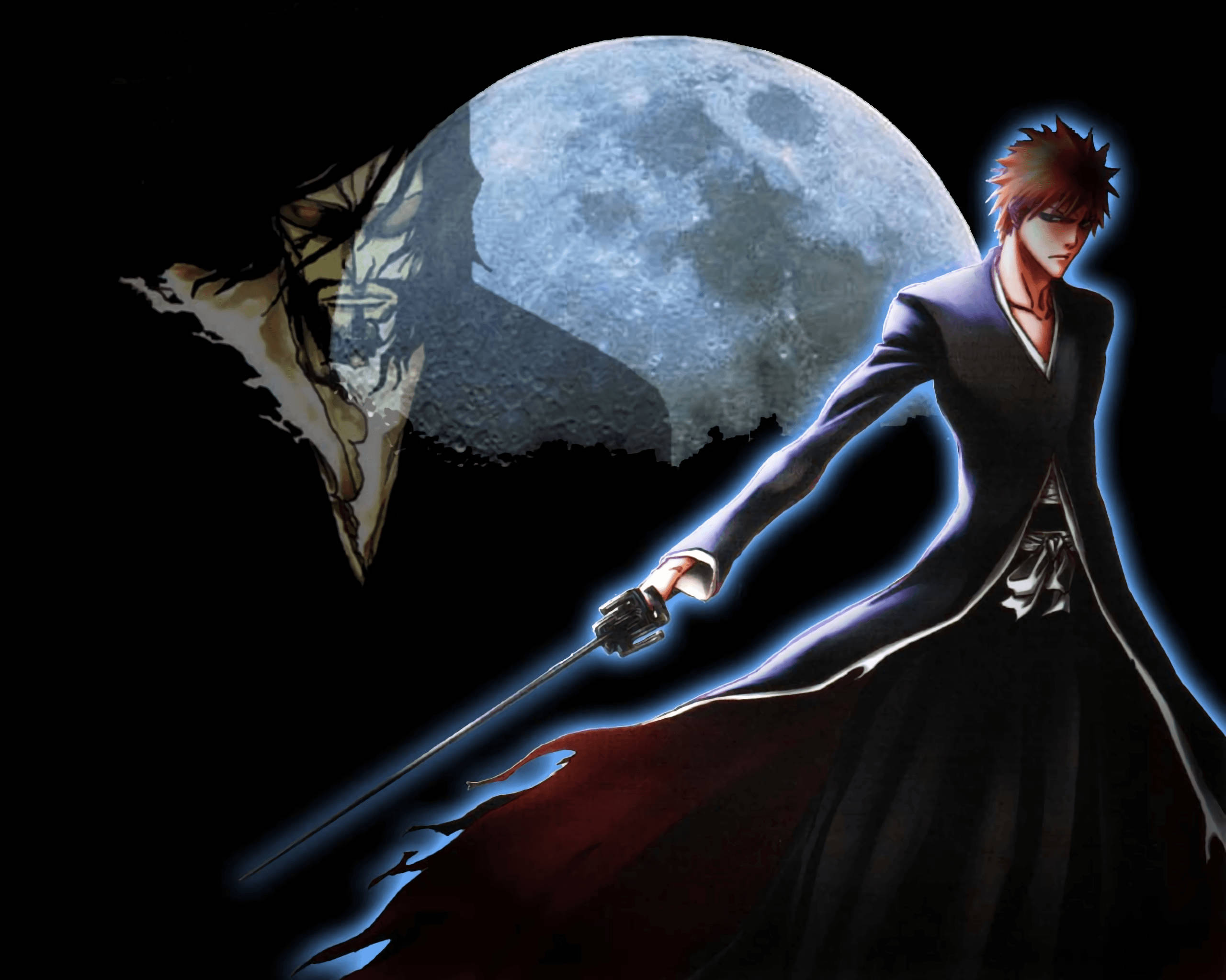 Bleach, Ichigo, glowing sword, 2K Desktop Wallpaper