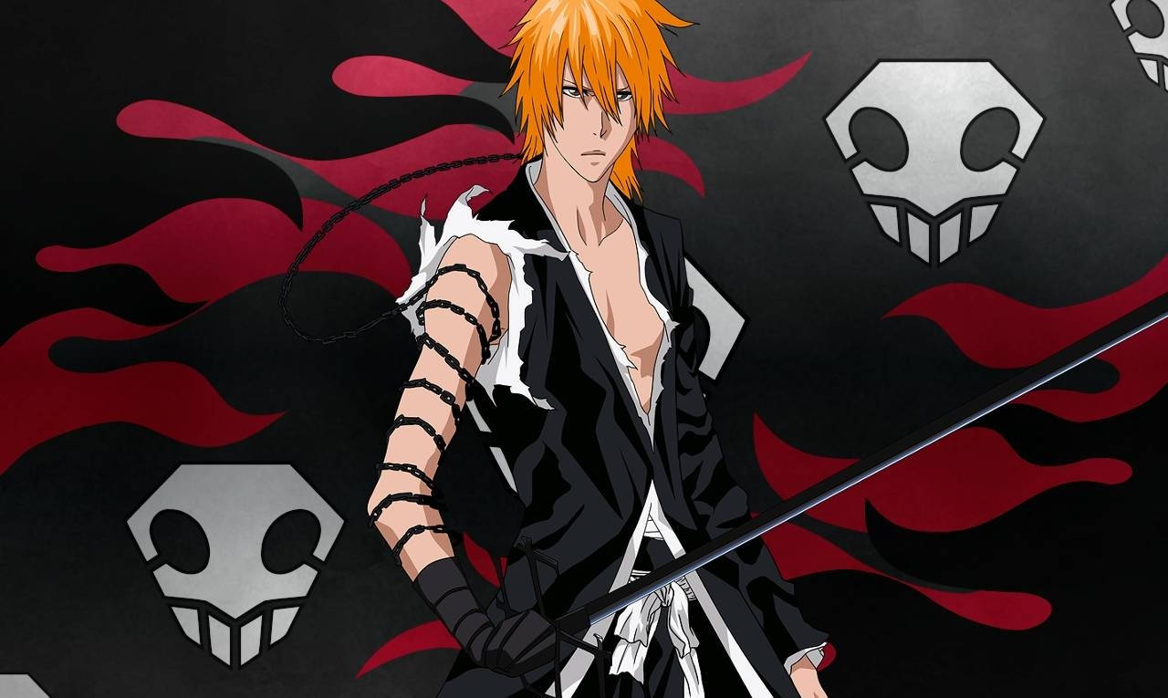 Bleach Ichigo, spiky orange hair, sword, HD Desktop Wallpaper