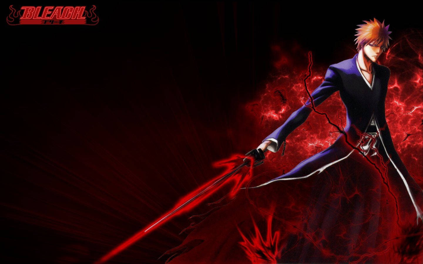 Bleach Ichigo, spiky-haired anime warrior, dark blue coat, HD Desktop Wallpaper