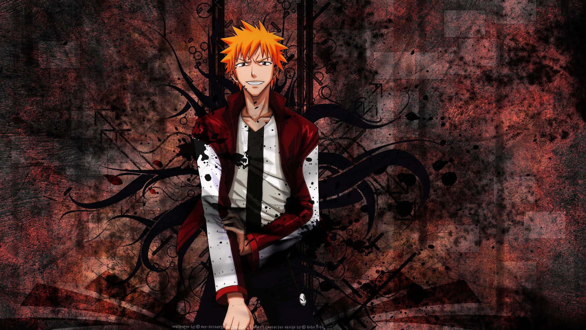 Bleach, spiky orange hair, red jacket, Full HD Desktop Wallpaper