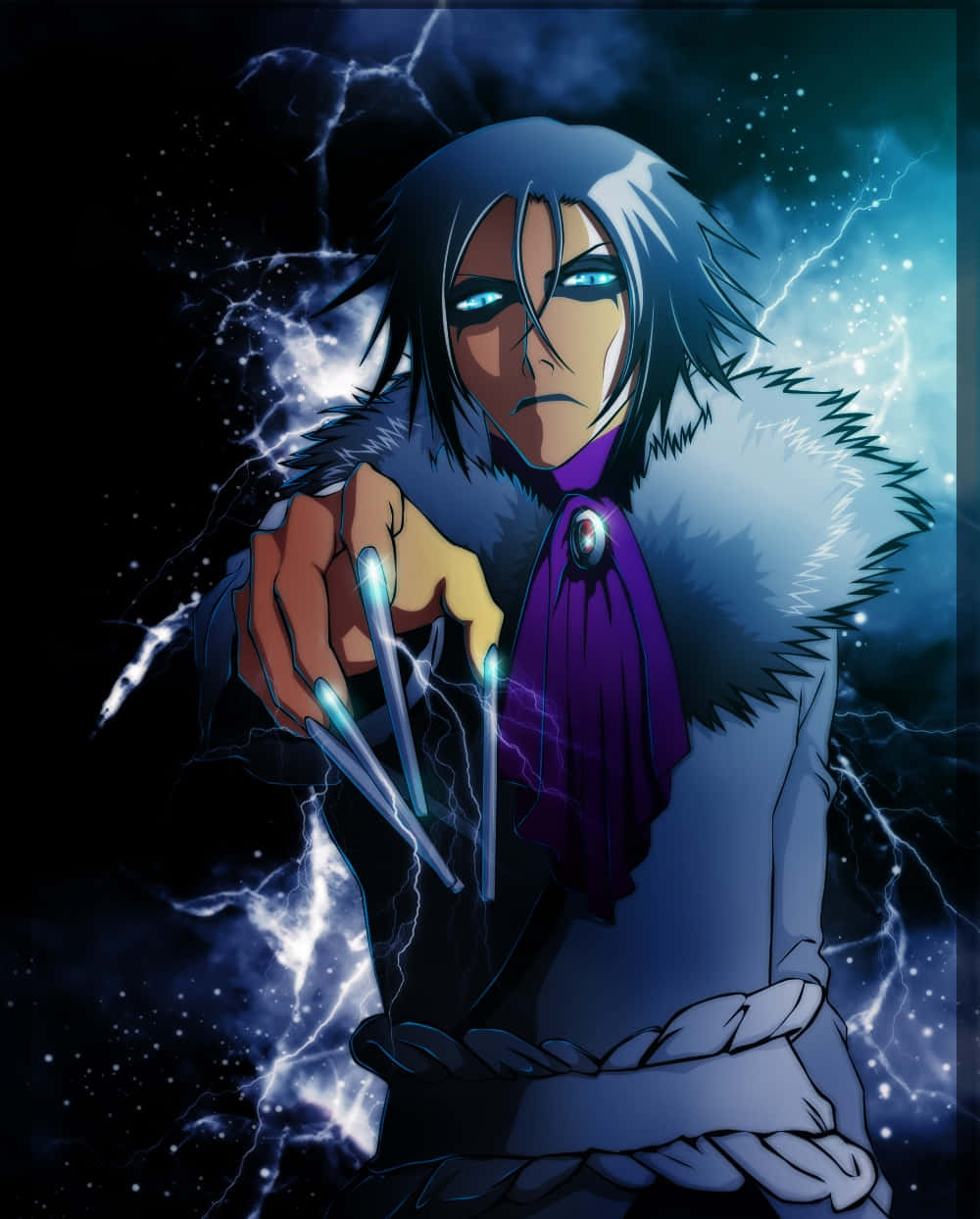 Bleach Muramasa, glowing blue eyes, claws, SD Phone Wallpaper