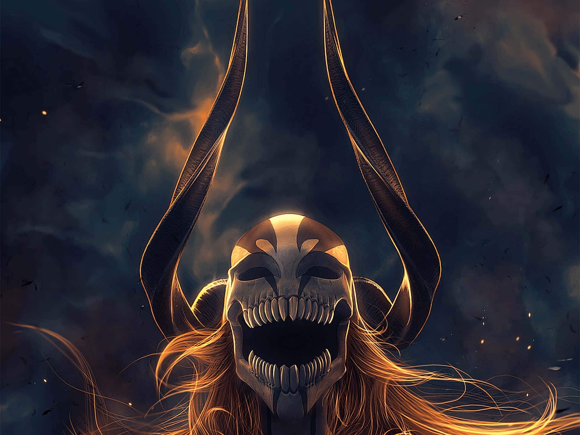 Bleach, horned skull, glowing eyes, Full HD Desktop Wallpaper