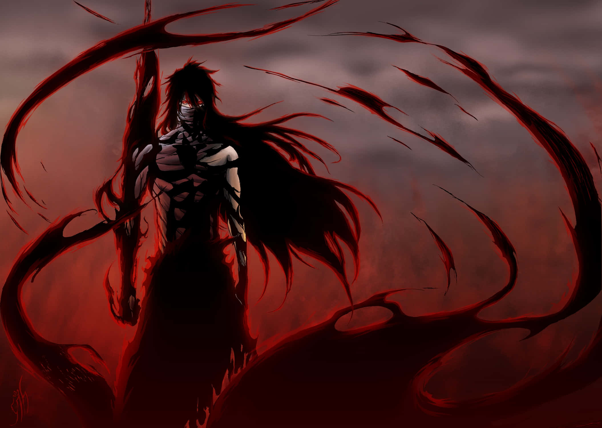 Bleach Phone, red sky, swirling crimson energy, Full HD Desktop Wallpaper