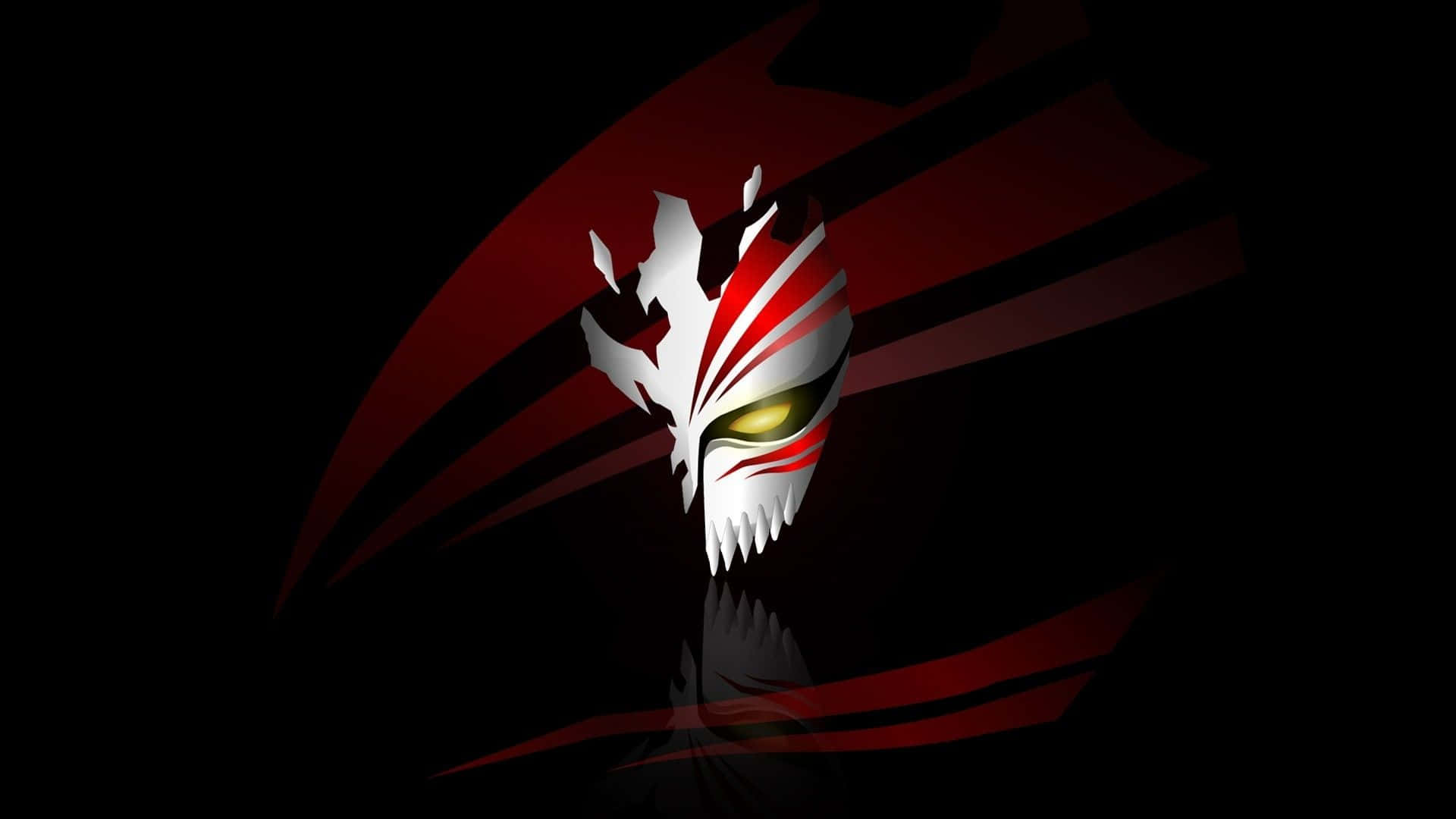 red and white skull logo, black background, glowing yellow eye, Full HD Desktop Wallpaper