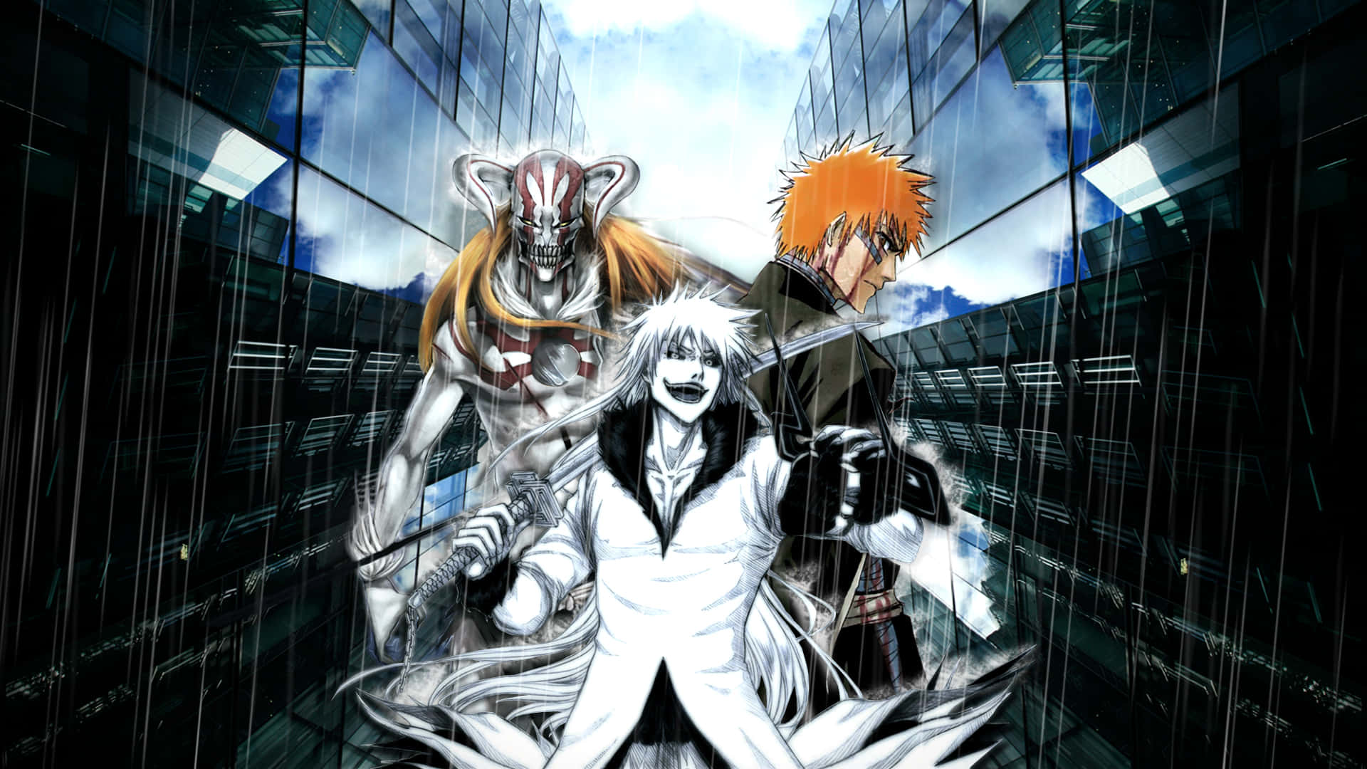 Bleach, anime characters, city, Full HD Desktop Wallpaper