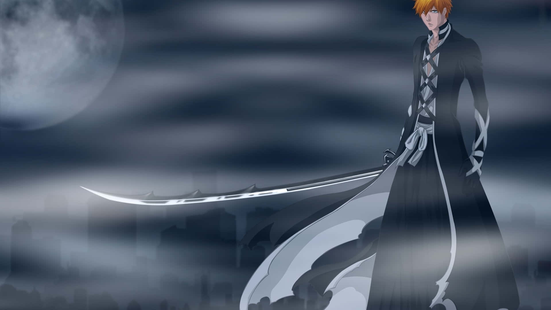 Bleach Thousand-year Blood War Arc, orange hair, glowing sword, Full HD Desktop Wallpaper