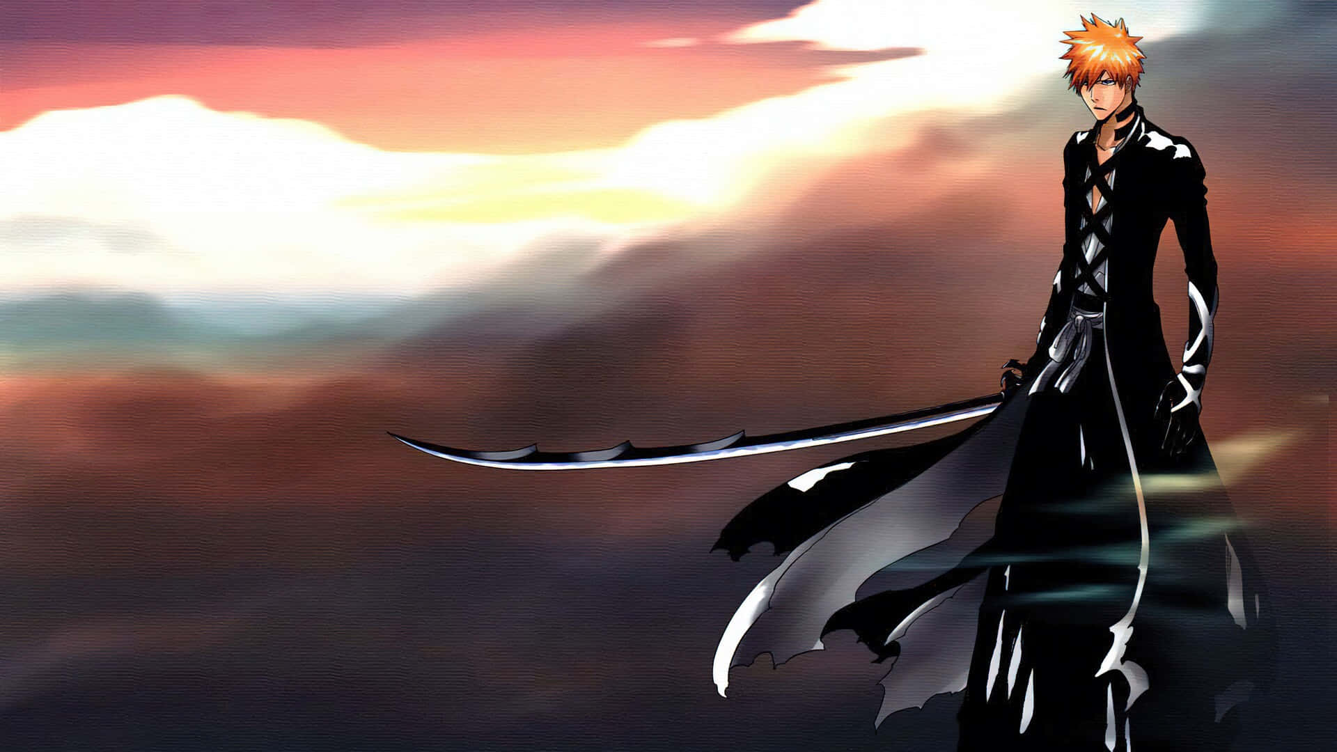 Bleach Thousand-year Blood War Arc, spiky-haired anime warrior, black coat, Full HD Desktop Wallpaper