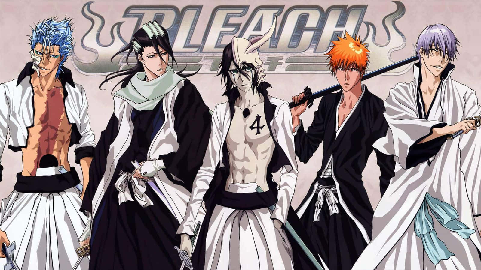 Bleach, anime warriors, white and black robes, HD Desktop Wallpaper