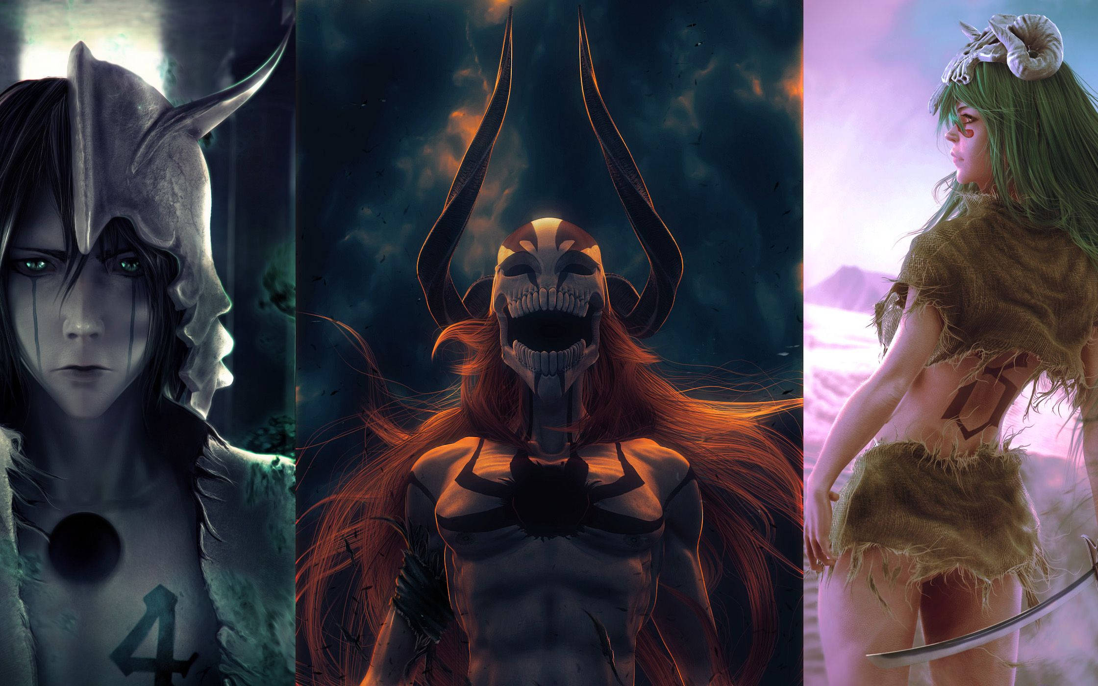 Bleach, anime-style characters, fantasy horns, Full HD Desktop Wallpaper