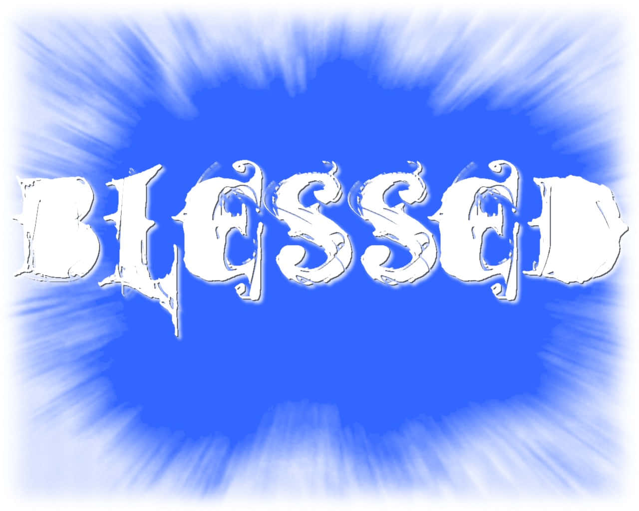 Blessed, white letters, sunburst effect, HD Desktop Wallpaper
