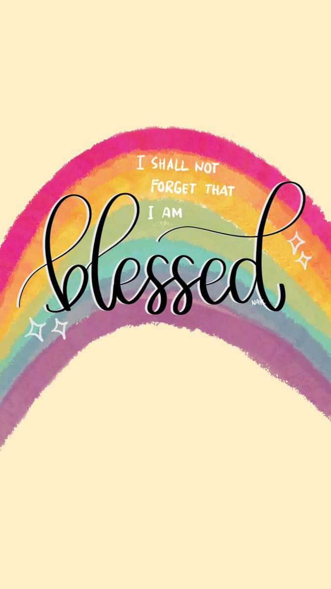 Blessed Rainbow, vibrant watercolor rainbow, soft cream background, SD Phone Wallpaper