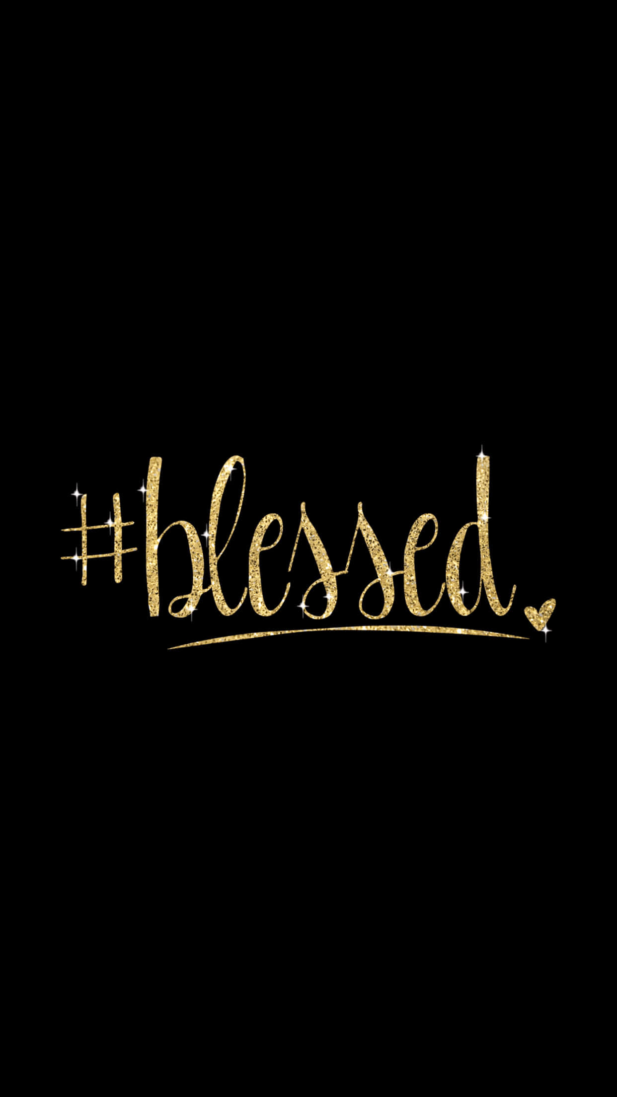 Blessed, small heart, glittering gold, Full HD Phone Wallpaper