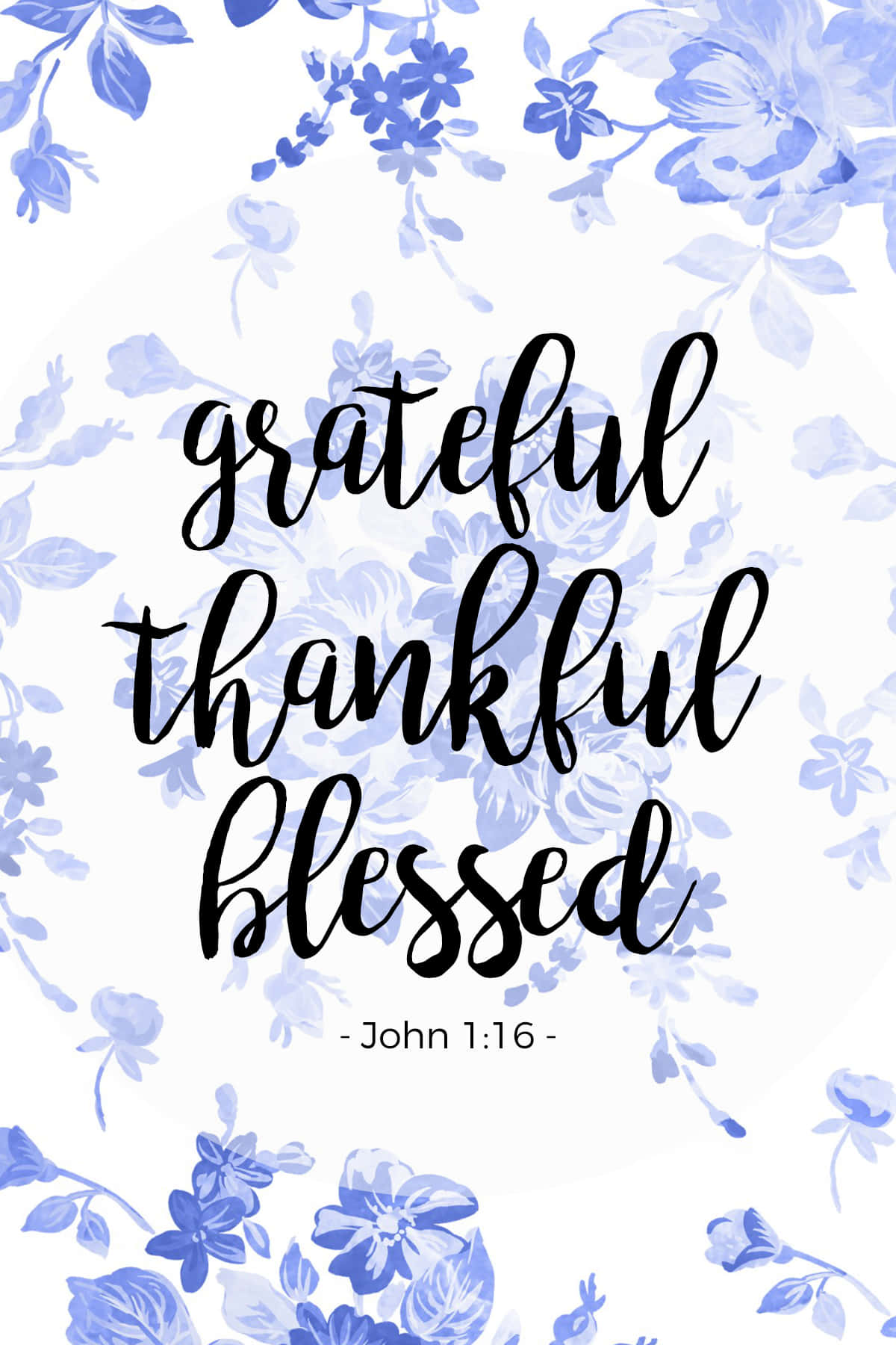 Blessed, blue flowers, watercolor background, HD Phone Wallpaper