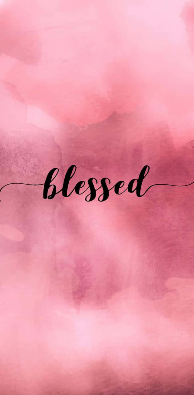 Blessed, pink fog, black cursive, HD Phone Wallpaper