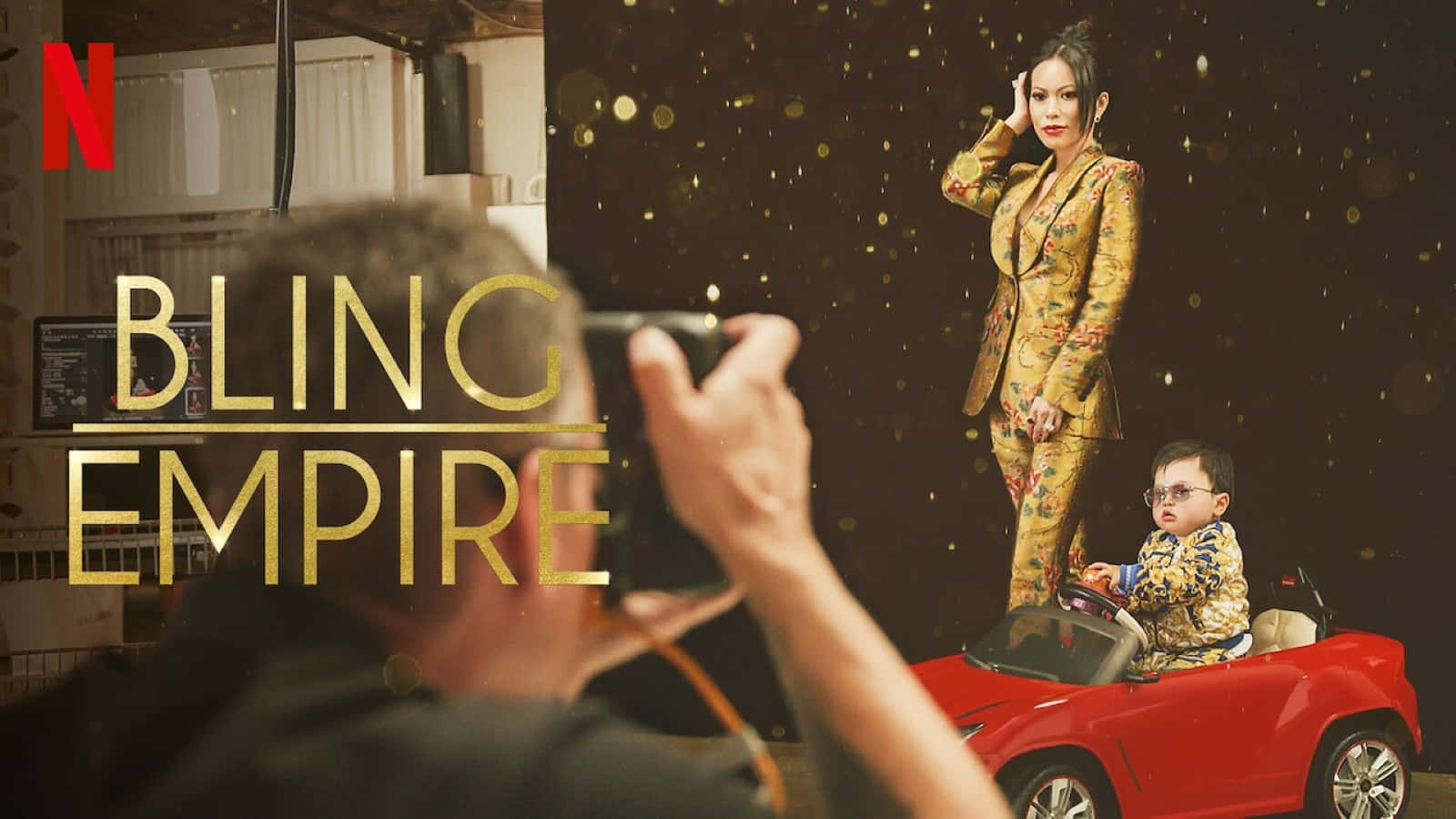 Bling Empire, gold floral suit, toddler in a matching suit, HD Desktop Wallpaper